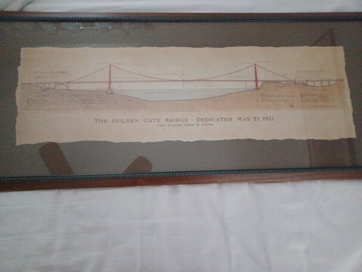 Golden gate bridge architectural drawing for office or home. Great condition.