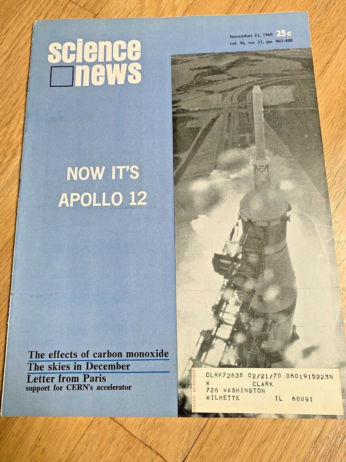 November 1969 SCIENCE NEWS Magazine APOLLO 12 - More Footsteps on the Moon