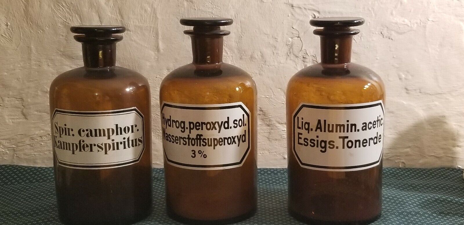 Vintage Chemistry Bottles Brown German Labels