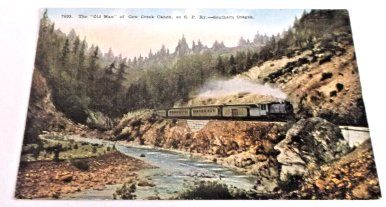 1920\'s SOUTHERN PACIFIC PASSENGER TRAIN IN COW CREEK OREGON UNUSED POST CARD