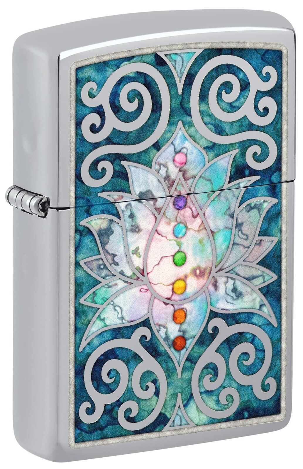 Zippo Fusion Lotus Flower Design Polish Chrome Pocket Lighter 48592-104097