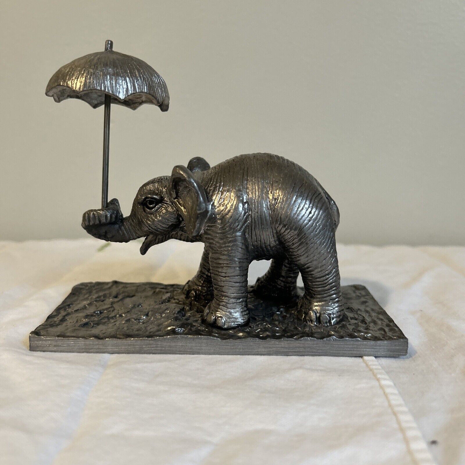 Michael Ricker Limited Edition Circus Elephant with Umbrella Pewter Figurine