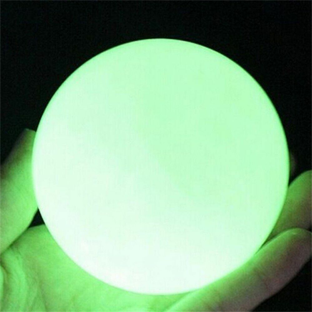 Green Luminous Quartz Crystal Glow In The Dark Stone Sphere Ball With Base Craft