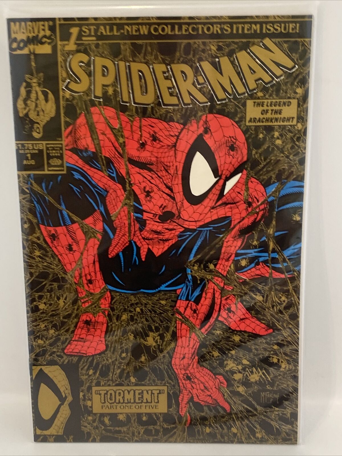 Spider-Man #1 Legend of the Arachknight Marvel 1990 Aug Gold Cover