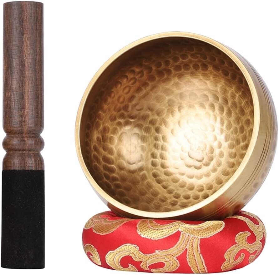 Hand hammered singing bowl. 5.2 inch Tibetan Sound Bowl set with Mallet cushion