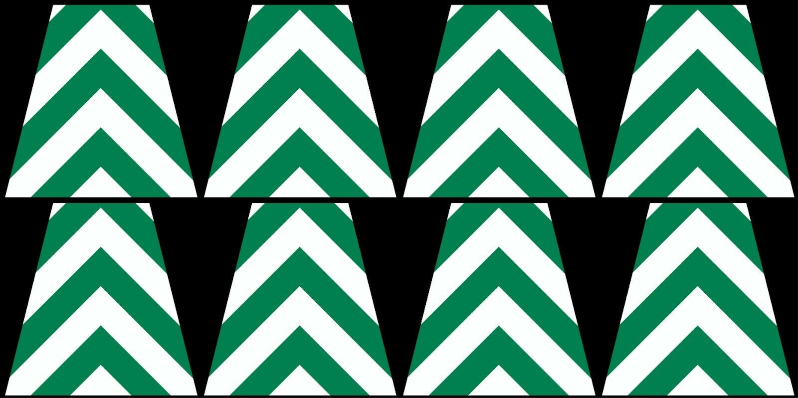 8 Fully Reflective Green and White Chevron Helmet Tetrahedron Tet Trapezoid