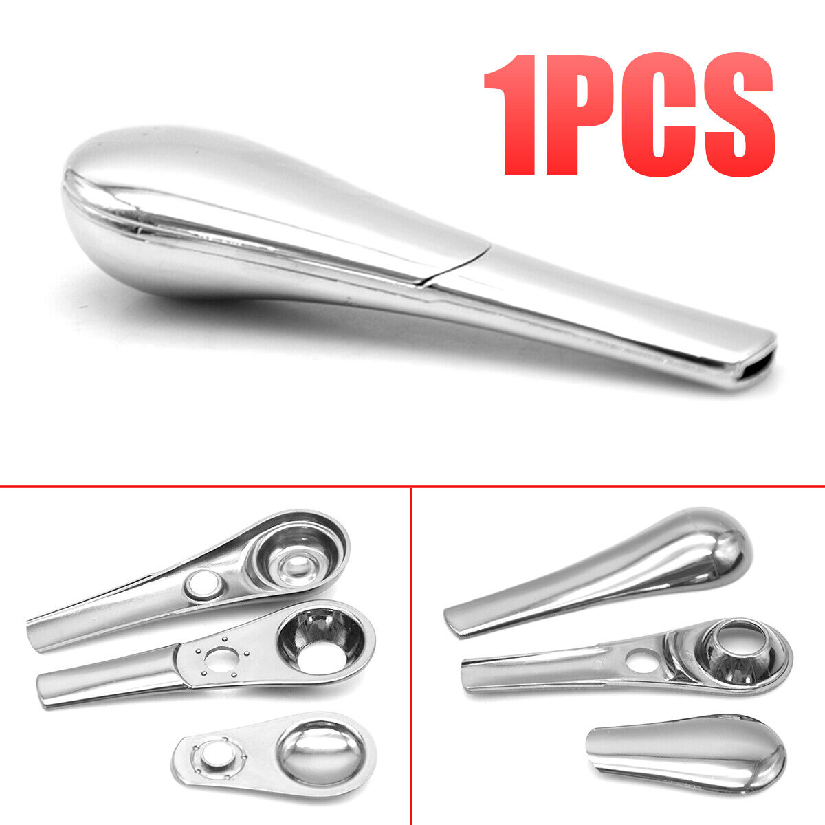 Portable Magnetic Metal Spoon Smoking Pipe Silver With Gift Box- FAST SHIP US