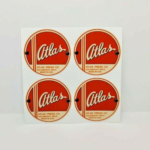 2 Inch Atlas Press Co Vintage Style DECALs, Vinyl STICKERs, tool box lathe drill