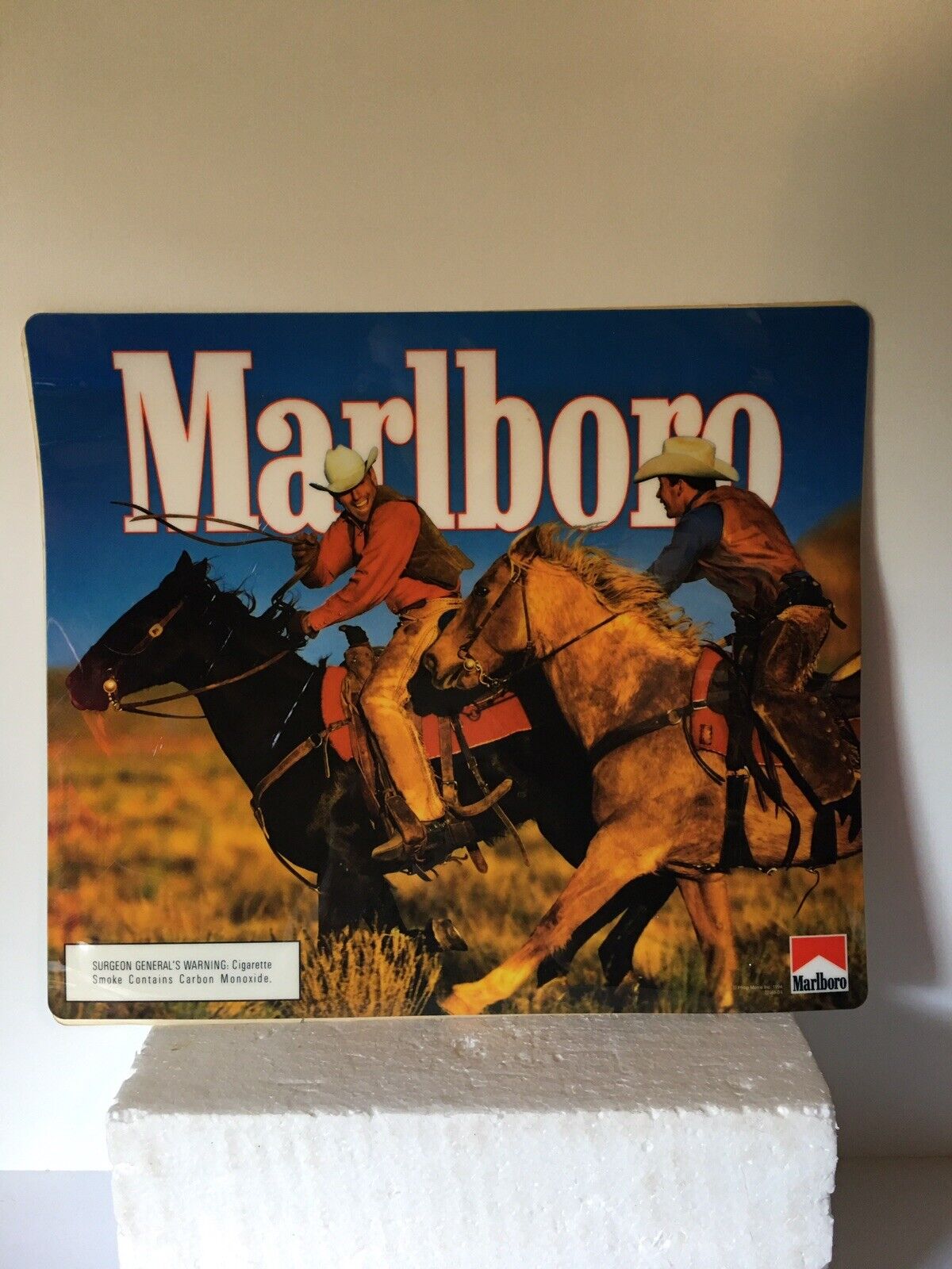 Vintage New 1994 Marlboro Cowboy Sign 15”x 13” Plastic Store Display