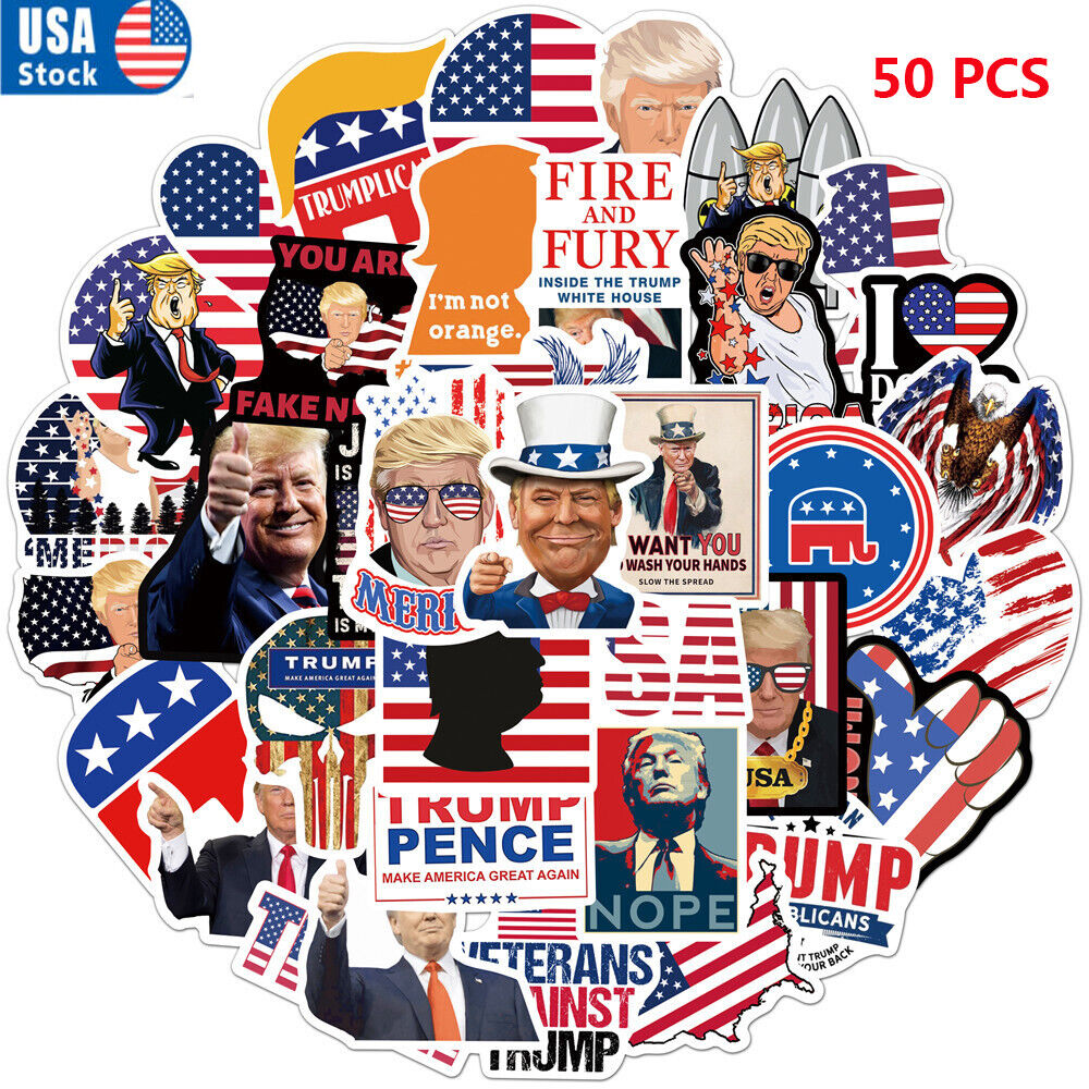 50pcs 2024 Donald Trump President personality Stickers Car Bumper/Republican US