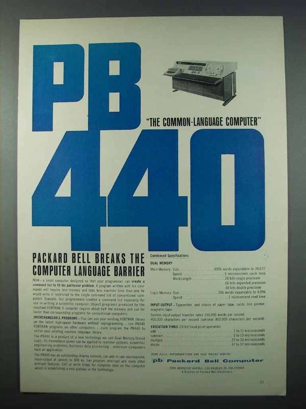 1962 Packard Bell PB440 Computer Ad - Common-Language