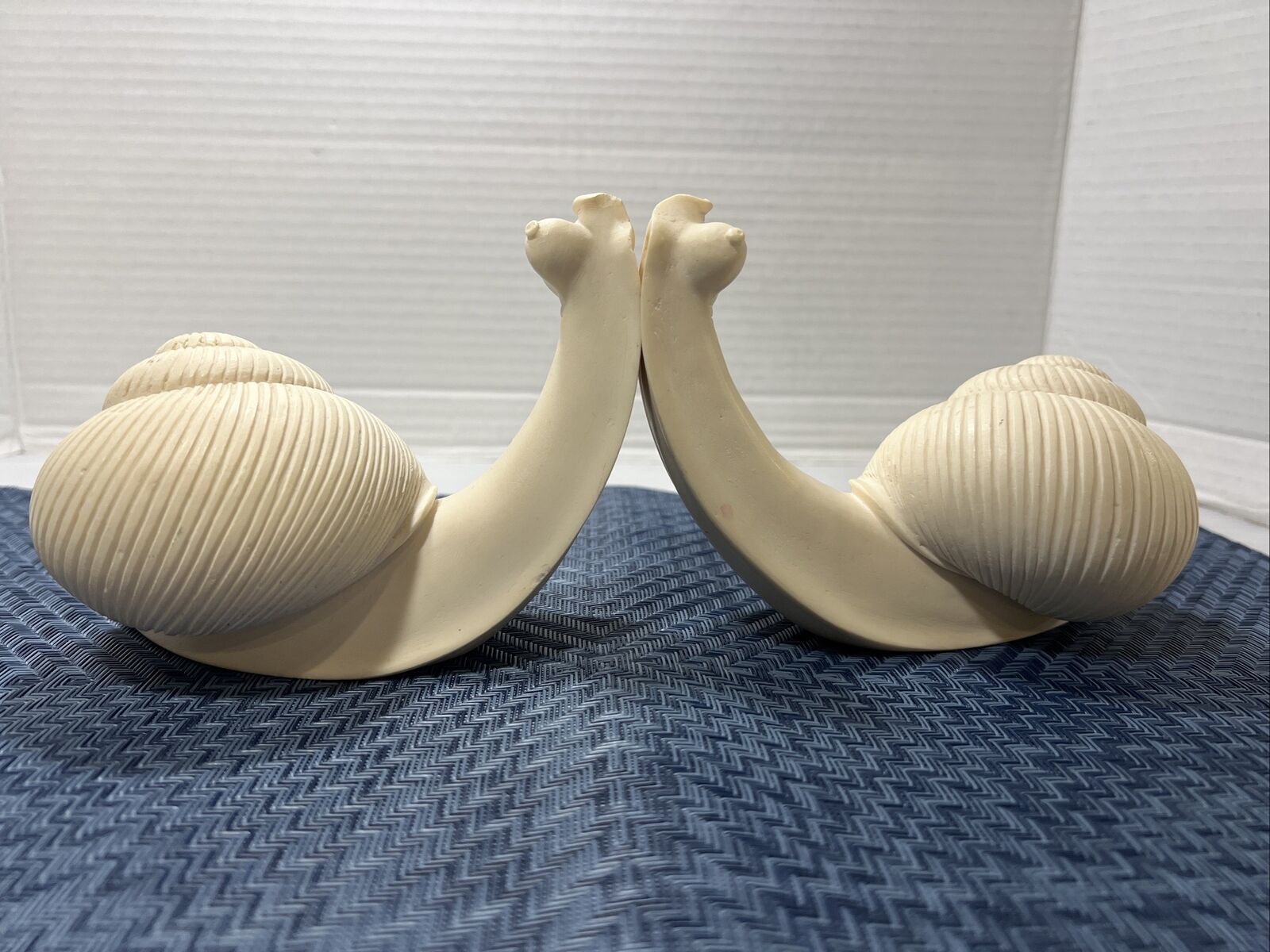A. Giannelli Italy Snail Sculpture Alabaster Resin  Bookends Kissing Snails