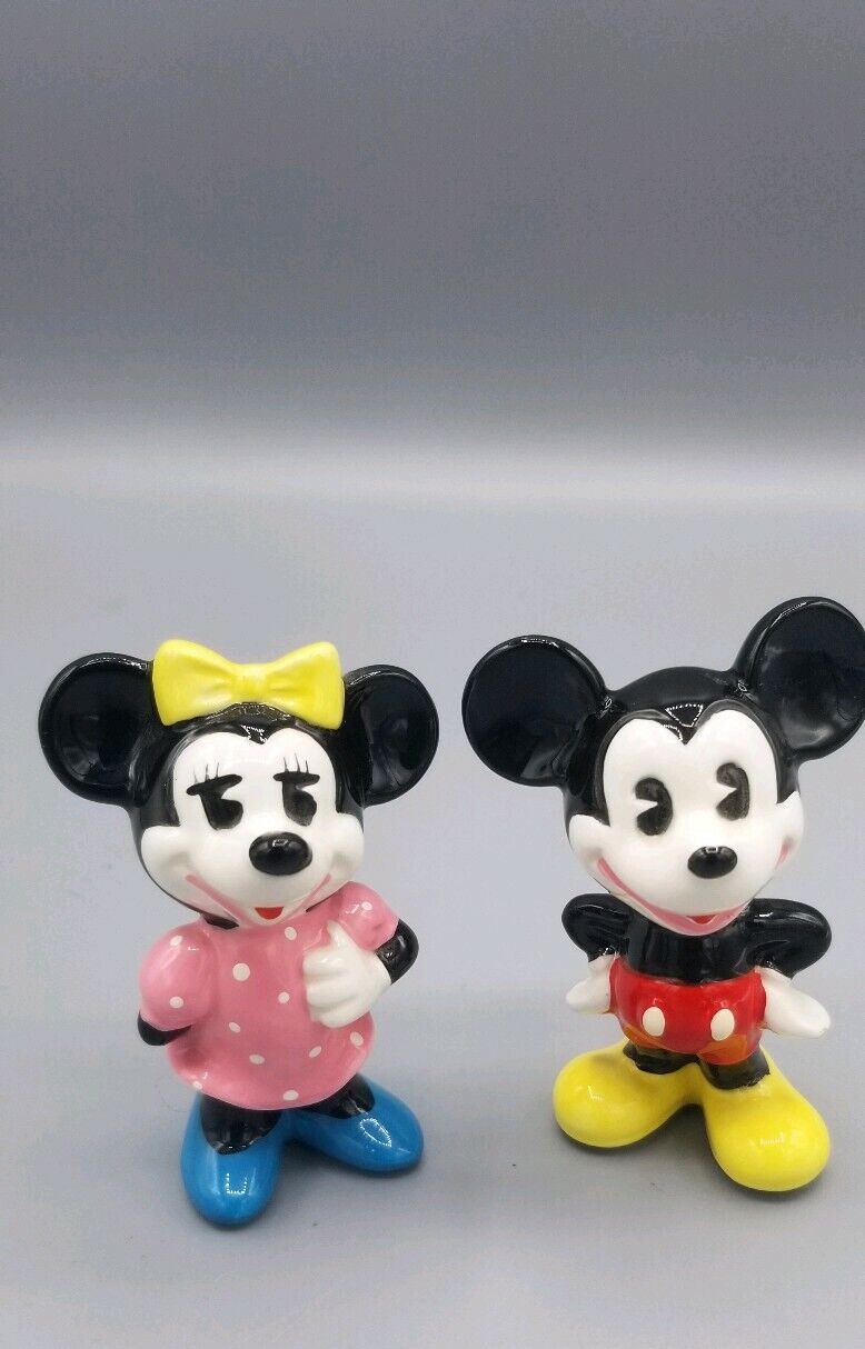 Vintage Walt Disney Productions Mickey & Minnie Ceramic Figurines Japan 3