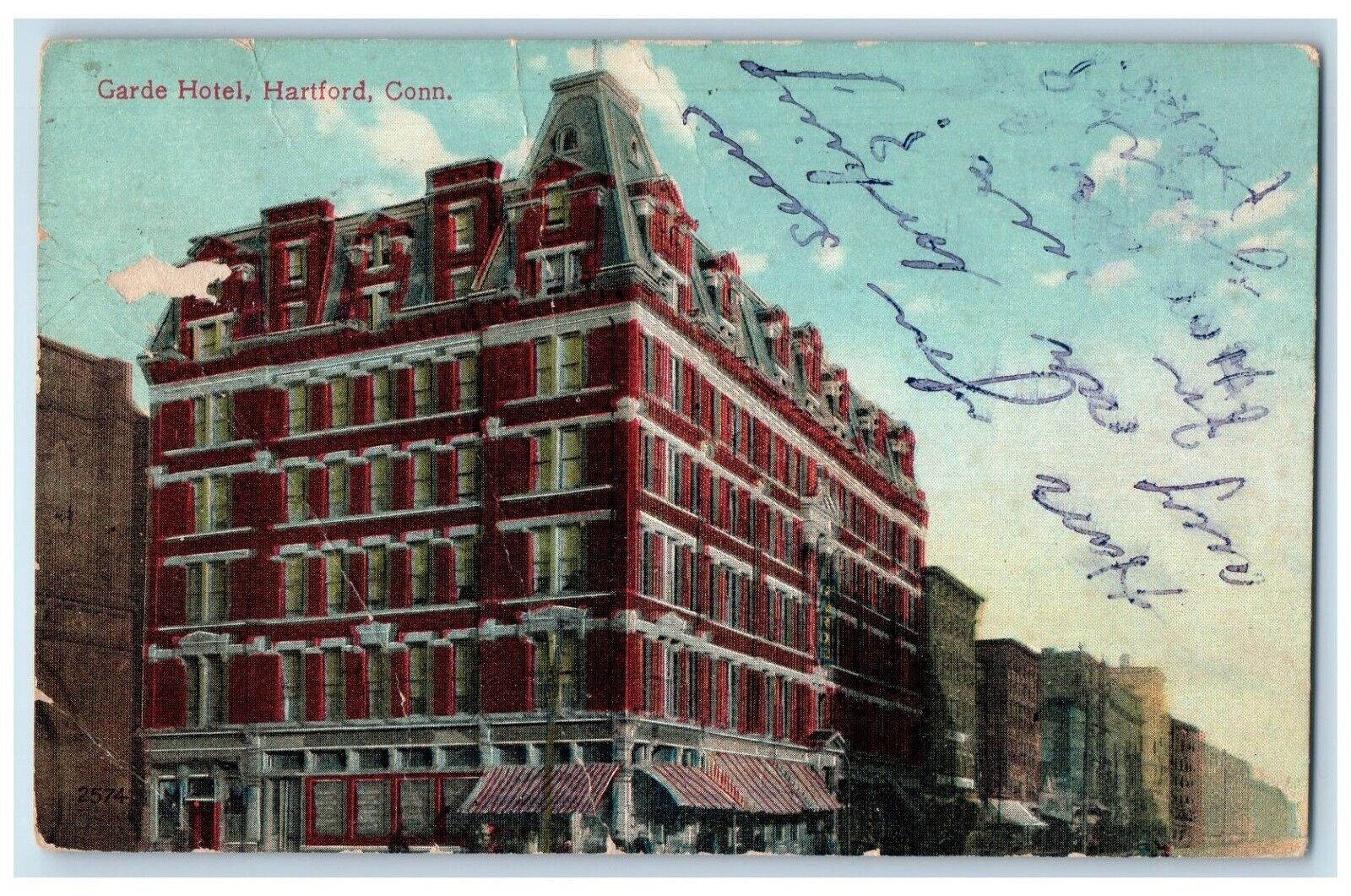 1908 Garde Hotel Building Stores Hartford Broad Brook Connecticut CT Postcard