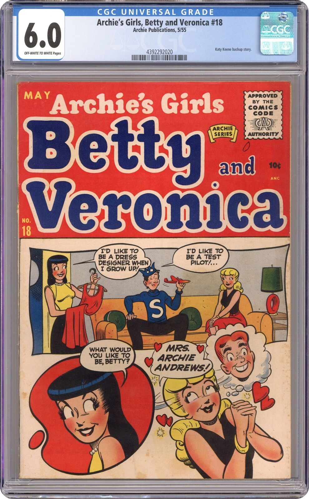 Archie's Girls Betty and Veronica #18 CGC 6.0 1954 4392292020