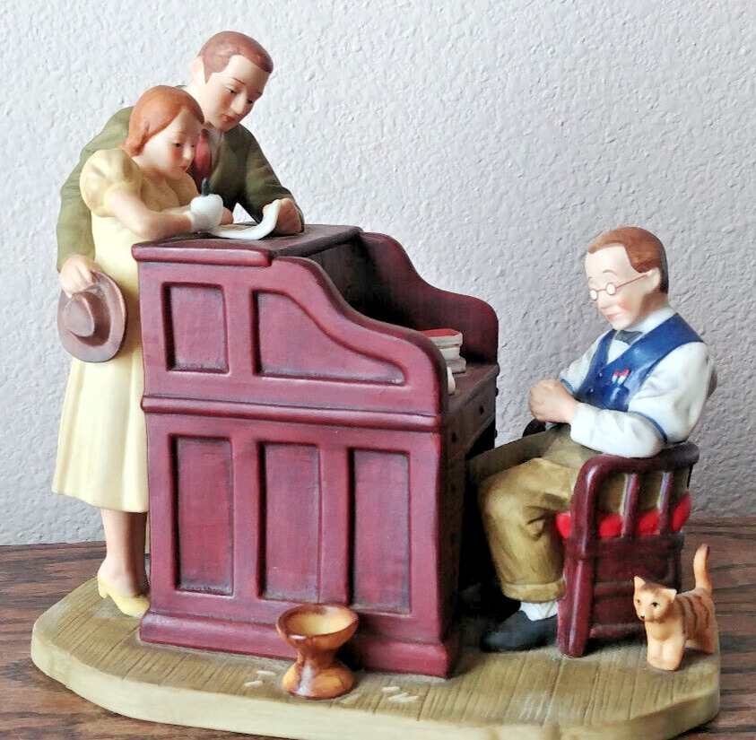 Vintage Norman Rockwell THE MARRIAGE LICENSE Figurine - Gorham 1976 - Retired