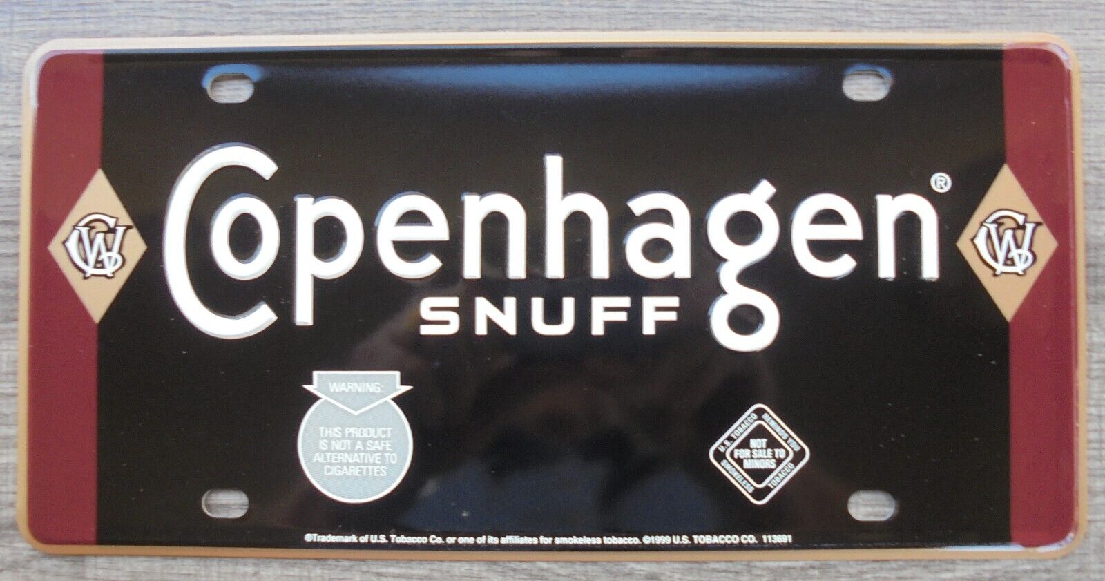 Copenhagen snuff smokeless tobacco promotional license plate New/Mint