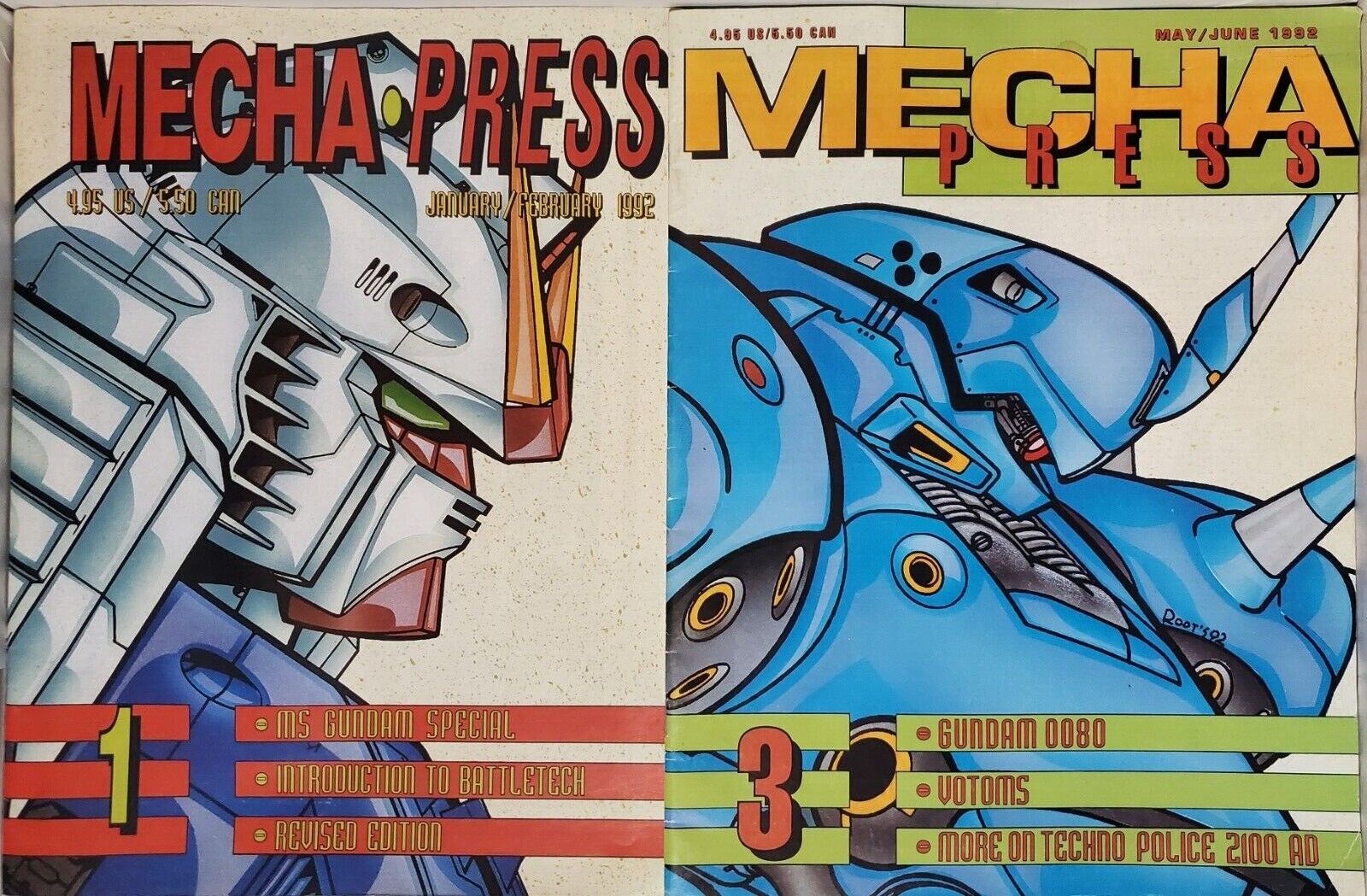 Lot of 2 Mecha Press Magazines Jan/Feb & May/June 1992 Anime Model & Game *Monga