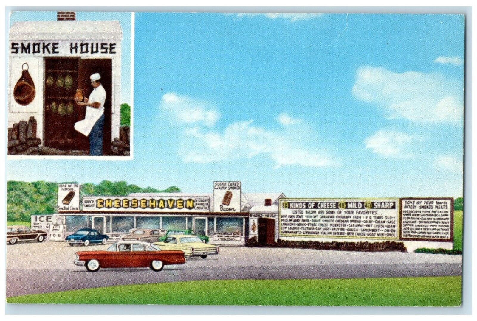 c1960\'s Cheese Haven Cheese Shop Smoke House East Port Clinton Ohio OH Postcard
