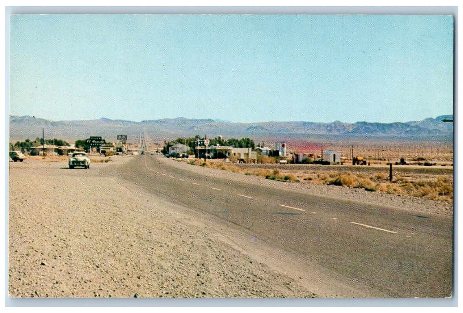 Baker California CA Postcard Barstow California Las Vegas Nevada Highway c1960