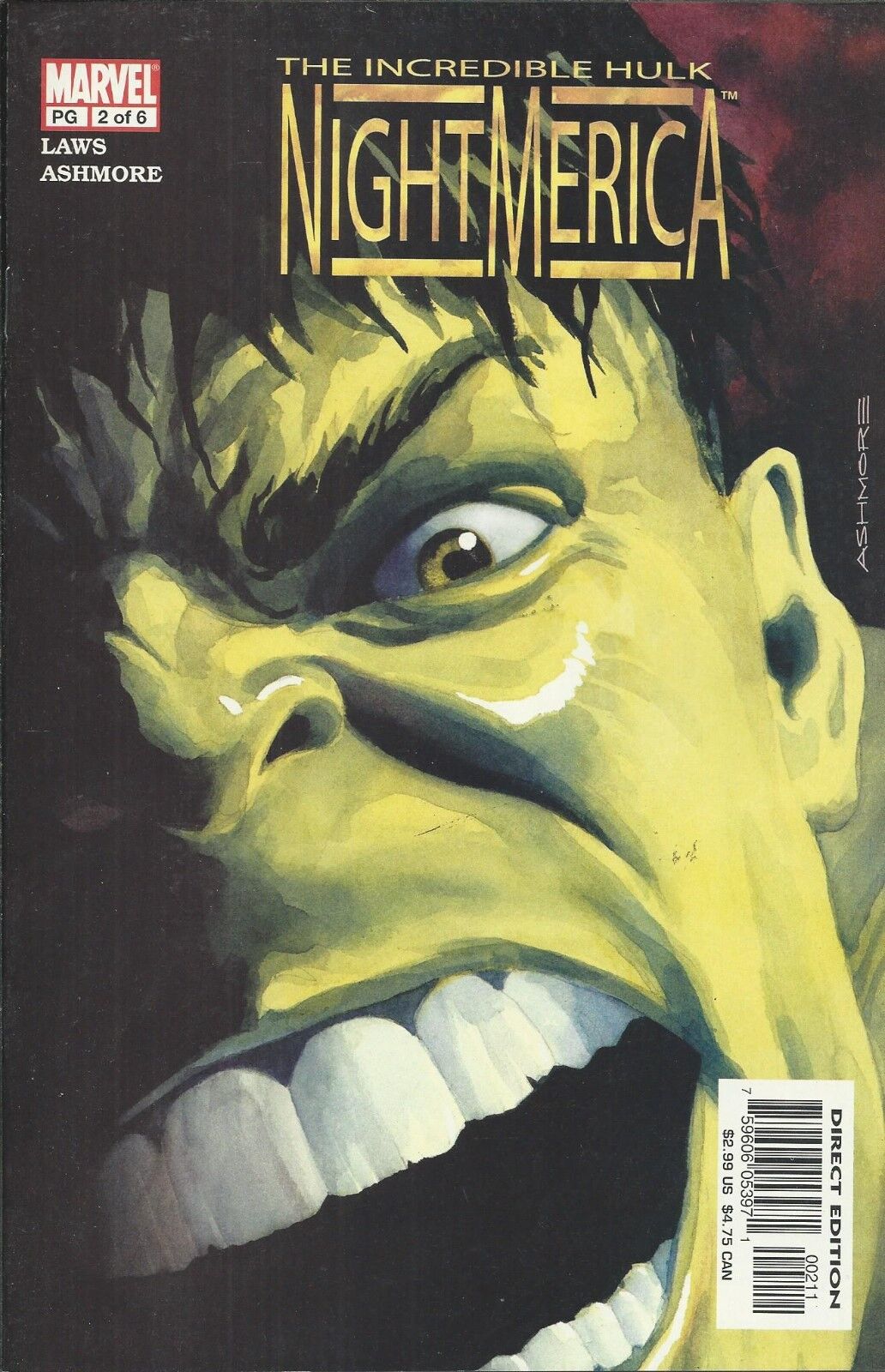 Incredible Hulk Comic 2 Nightmerica Cover A First Print 2003 Robin Laws Marvel