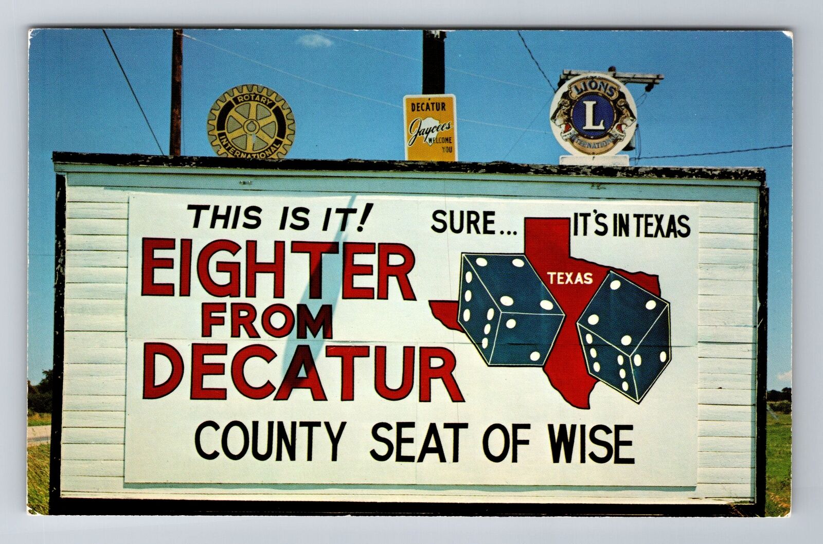 Decatur TX-Texas, Unique Highway Sign, Antique, Vintage Souvenir Postcard