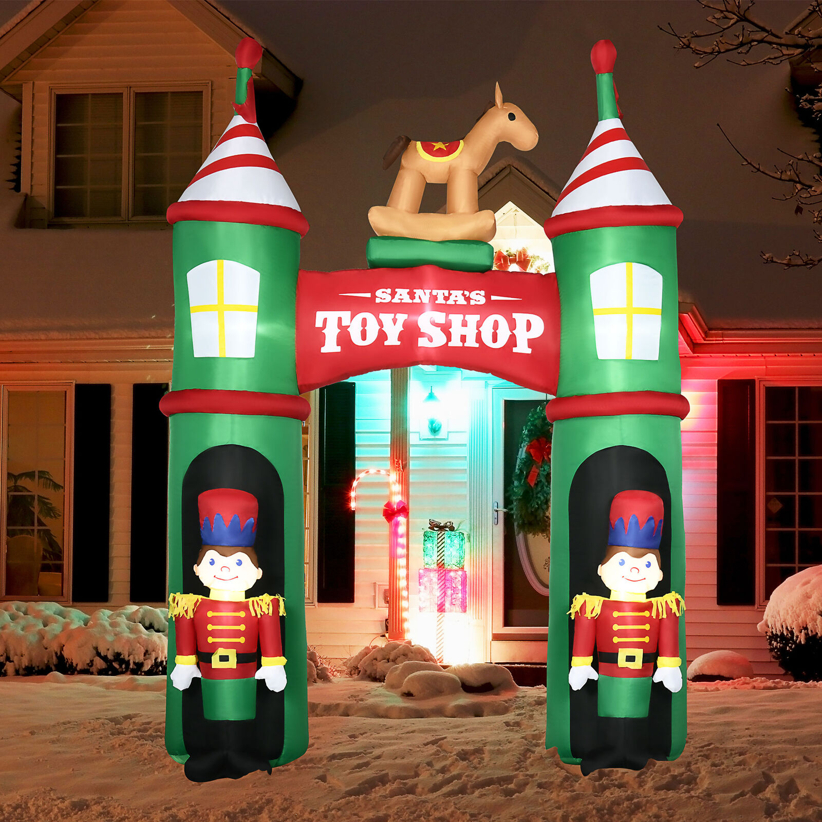 11.5ft Christmas Inflatable Archway with 2 Nutcracker Soldiers LED Yard Display