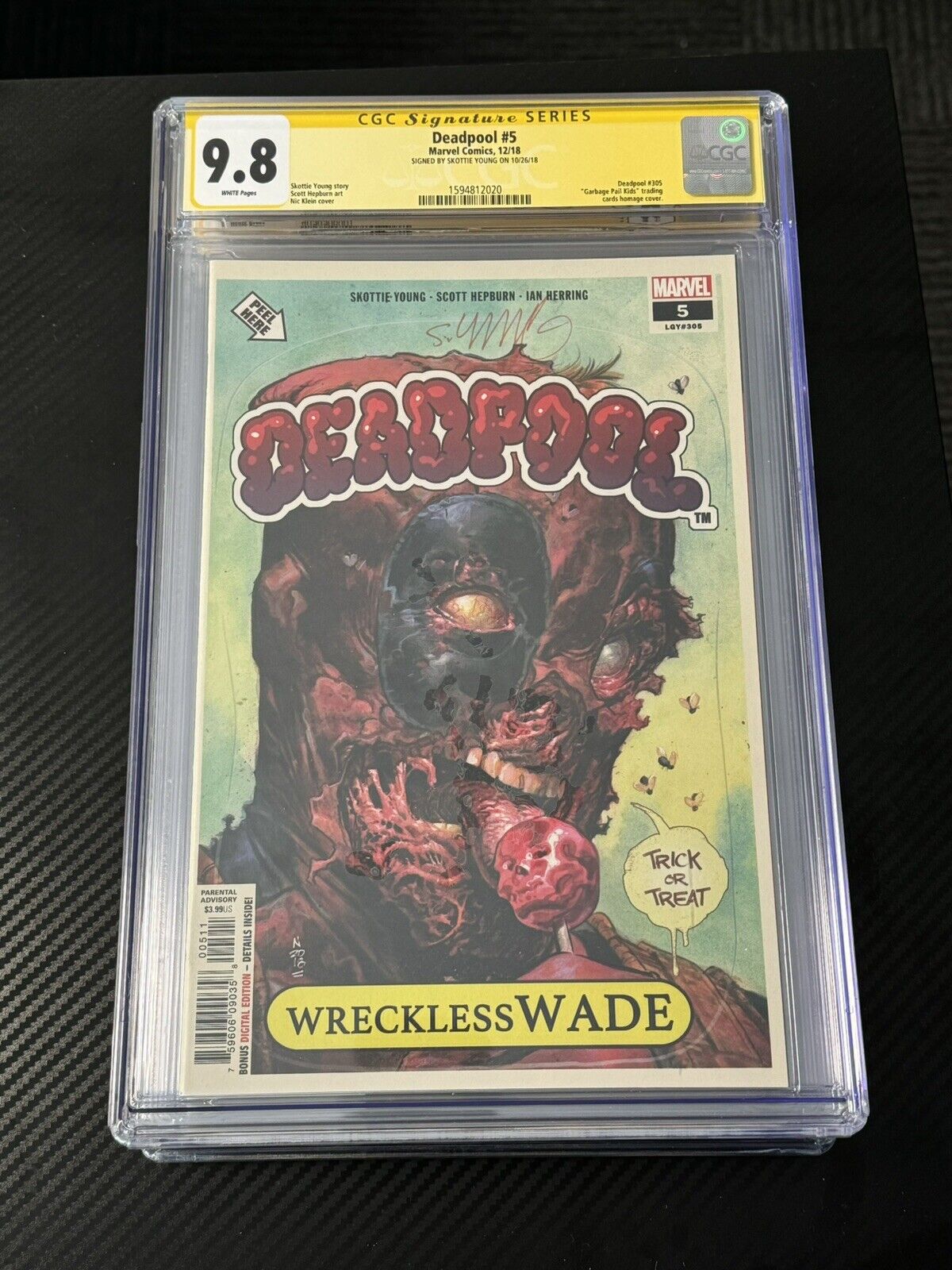 Deadpool #5 CGC 9.8 Signed By Skottie Young Garbage Pail Kids Homage Cover