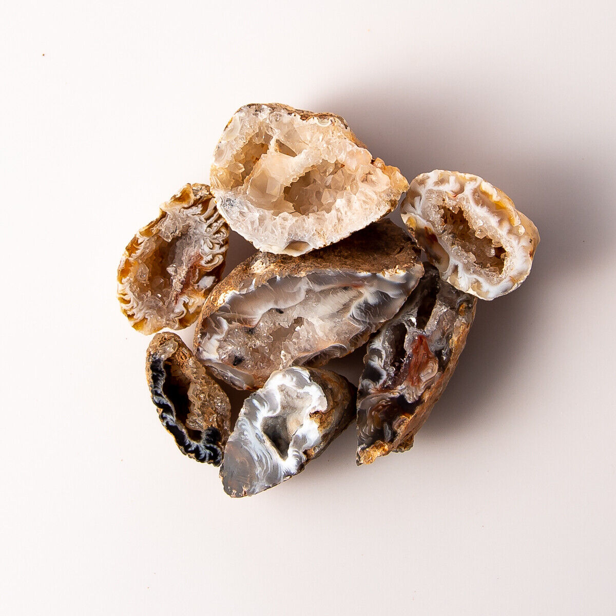 1/4 lb Mini Agate Oco Geodes Natural Rough Half Gemstone Mineral Sparkly Jewelry