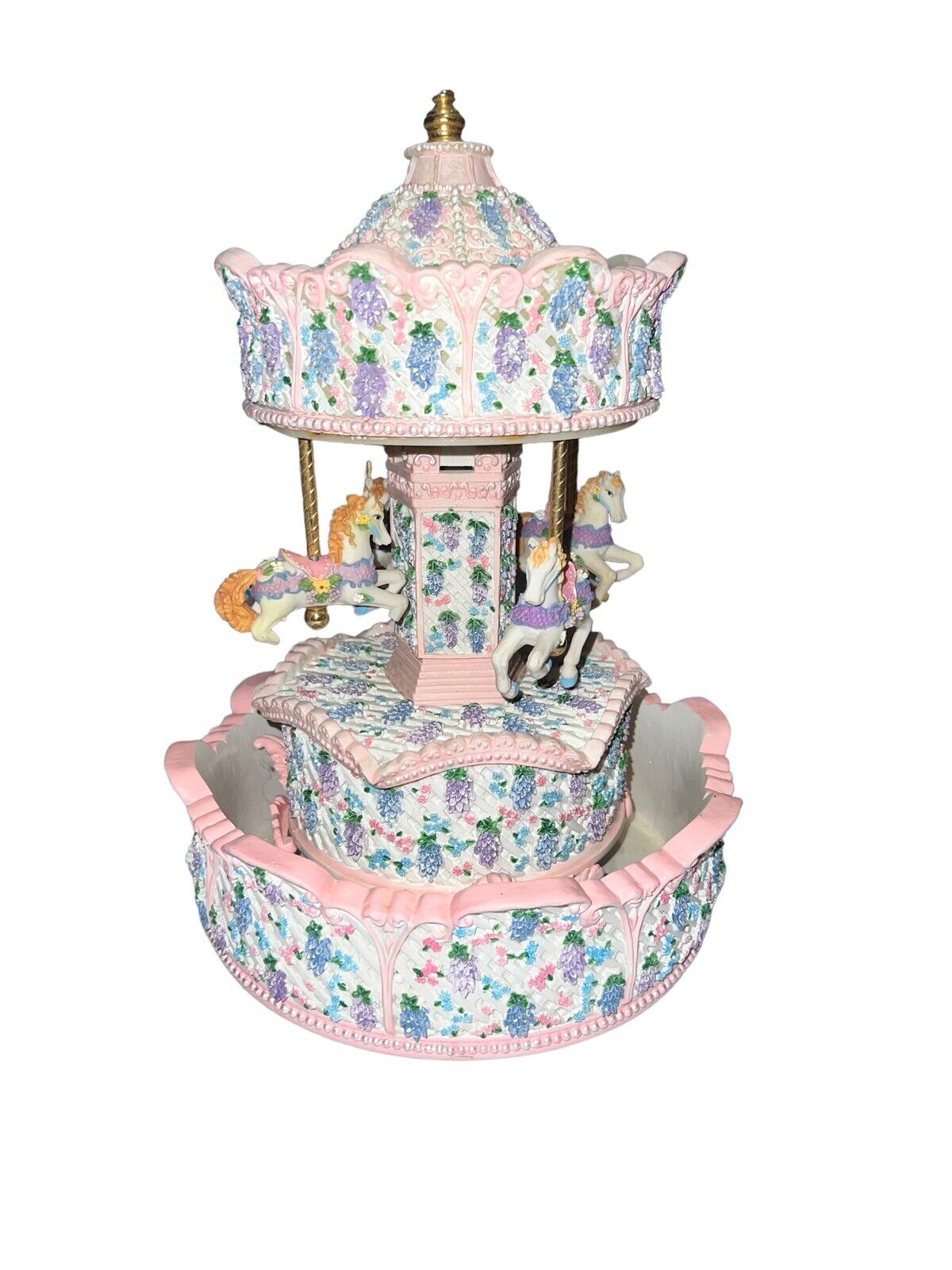Vintage Rotating Musical Carousel With Water Fountain