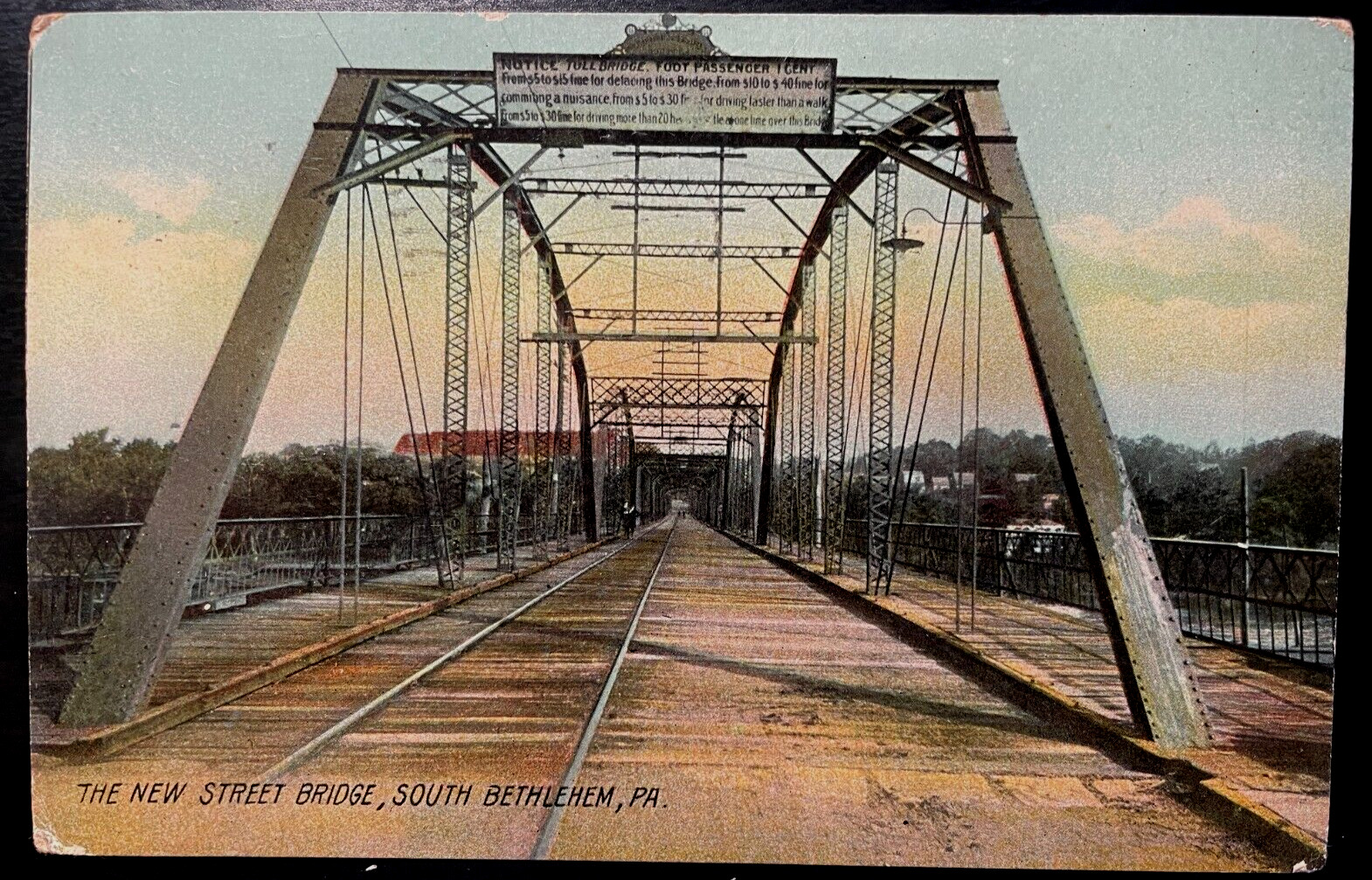 Vintage Postcard 1909 New Street Bridge, South Bethlehem, Pennsylvania (PA)