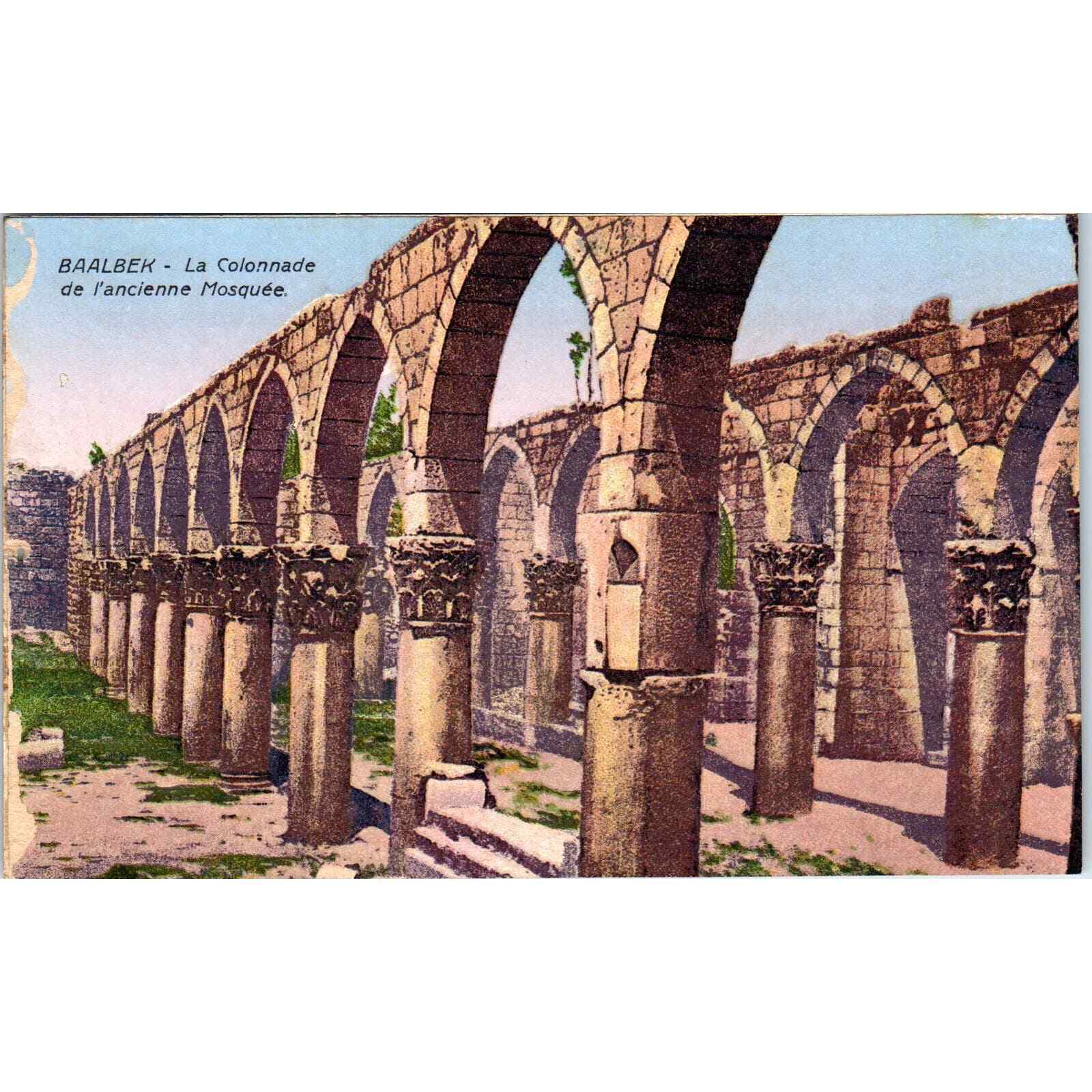 Baalbek La Colonnade de L\'Ancienne Mosquée Original Postcard TK1-24