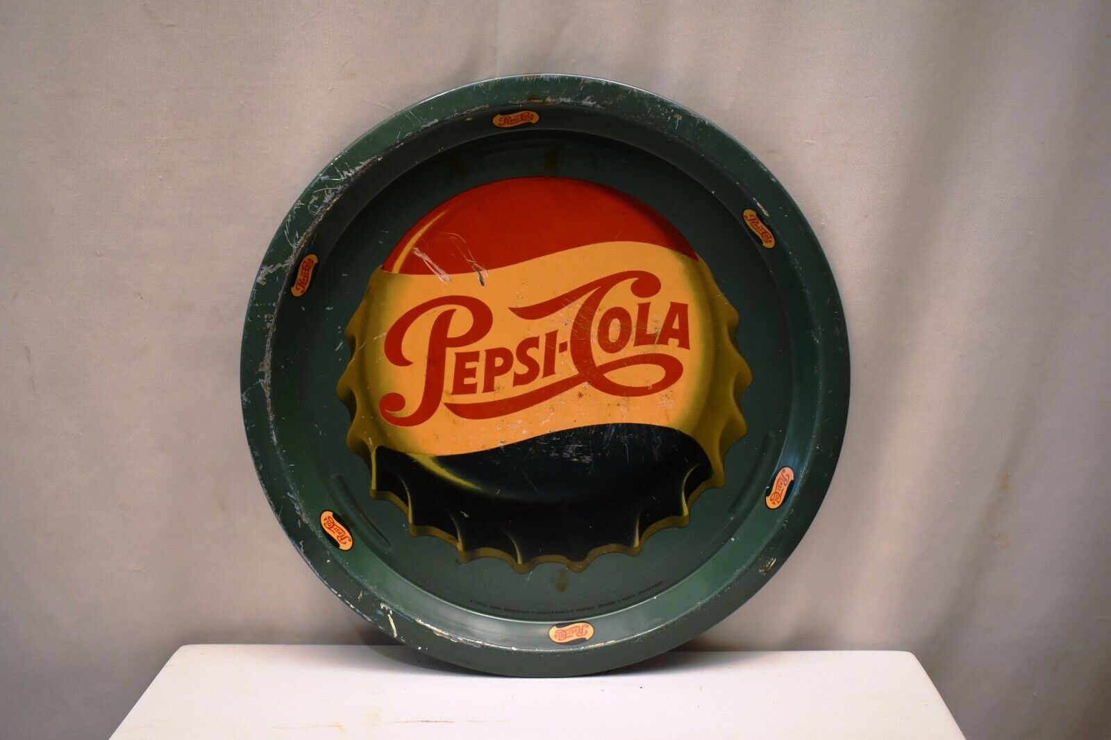 Vintage Pepsi-Cola Metal Tray Advertising Carbonated Soft Drink Collectibles Old