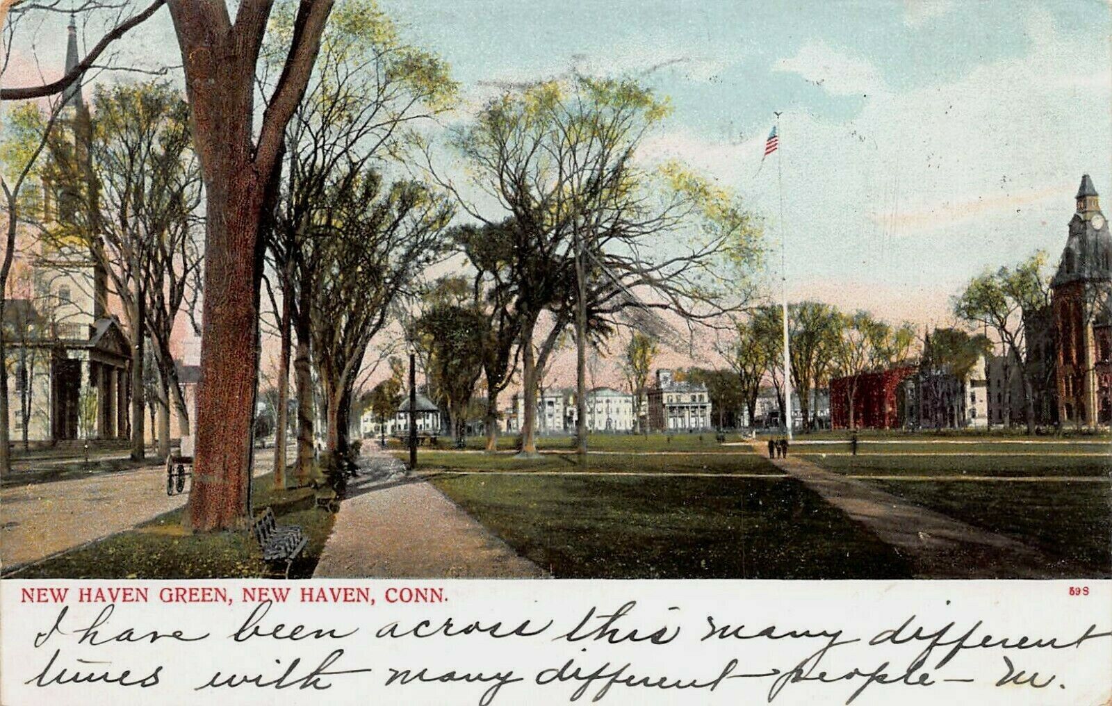 New Haven Green, New Haven, Connecticut, Very Early Postcard, Used in 1906