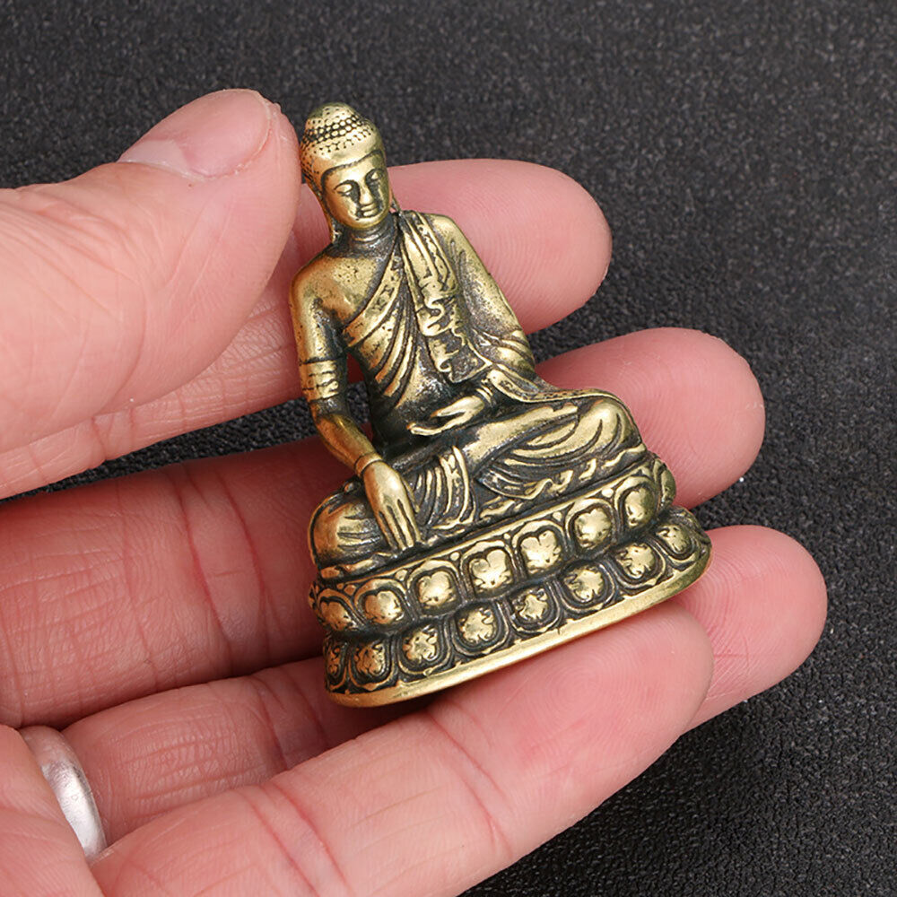 USA Brass Tibet Buddhism Bronze Buddhist Sakyamuni Buddha Figure Small Statue