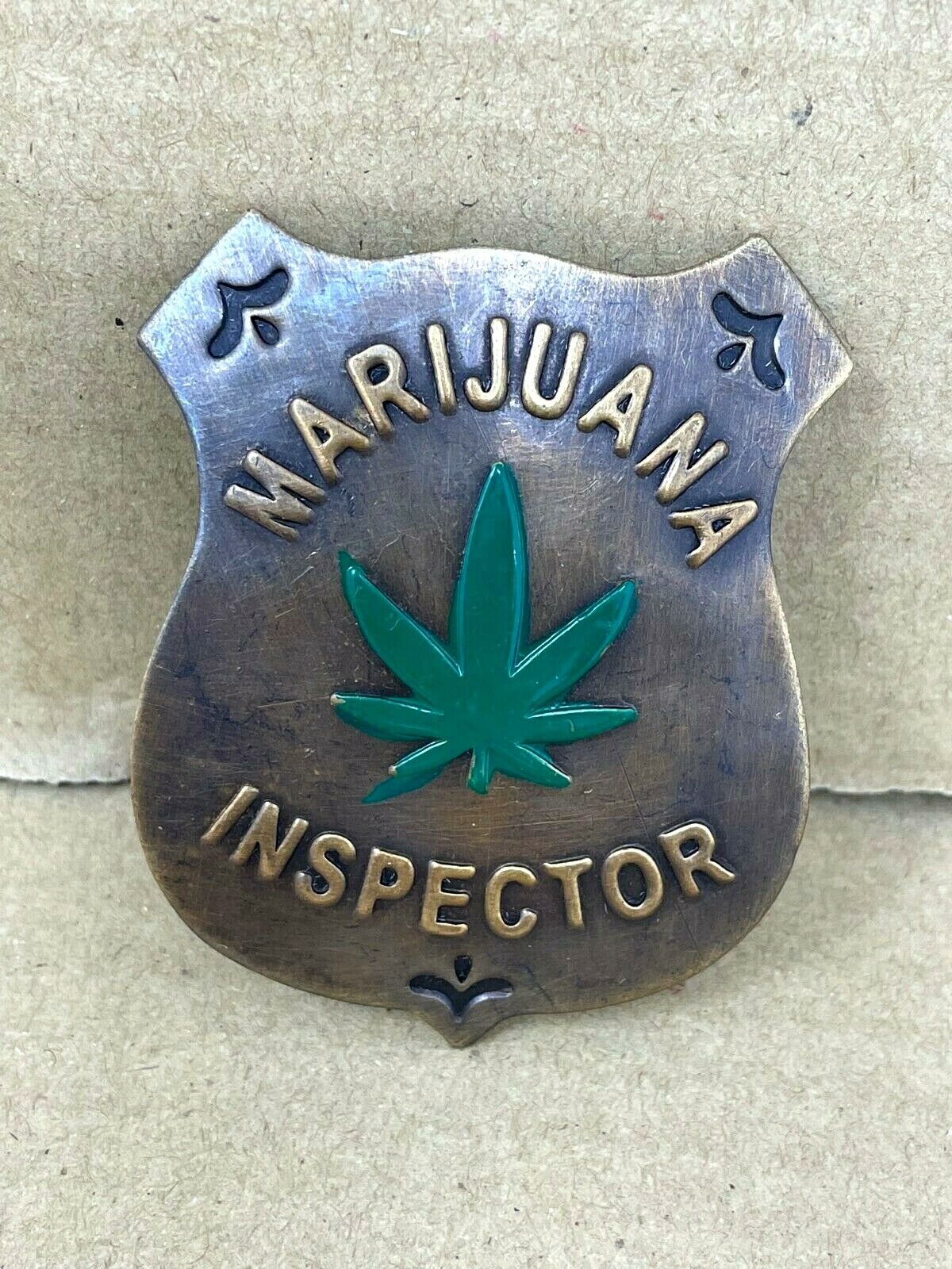 Funny Gift Inspector Pin with Picture of Leaf Brass with Antique Finish