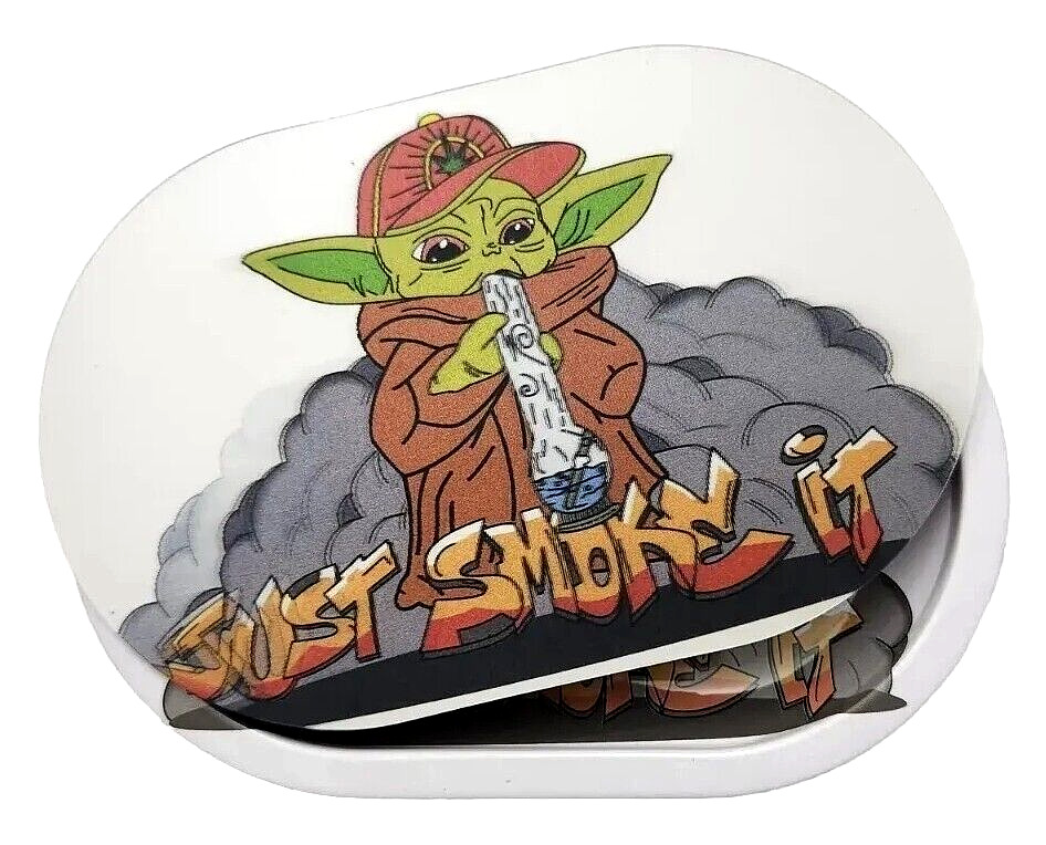 3D Small Yoda Smoking Hemp Rolling Tray With Lid 6x4 New