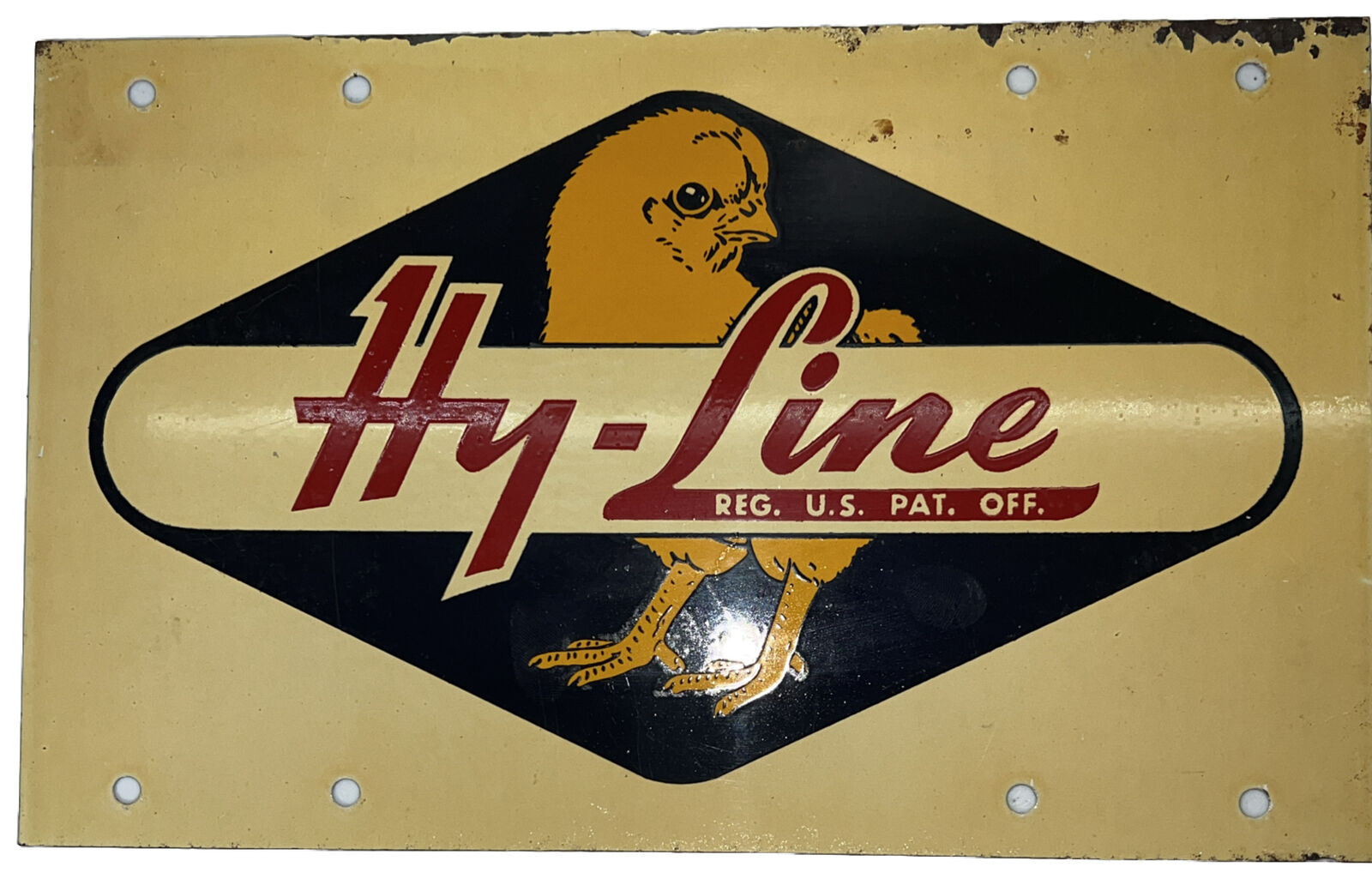 -Original Rare Hy - Line Chicken Feed Metal/Tin Double Sided Sign -Vintage