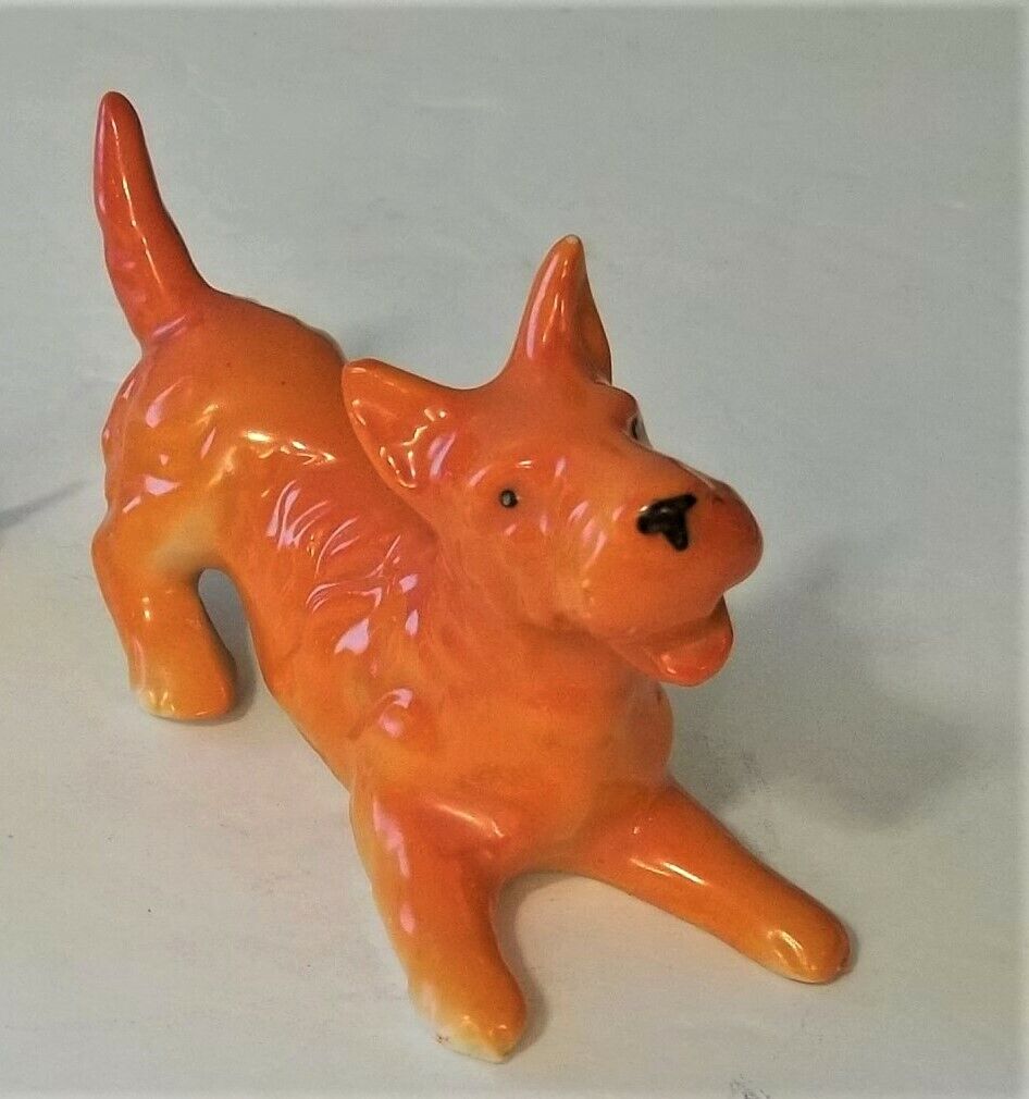 Vintage Scottie, Scottish Terrier Dog Orange Hand Painted Japan 4-1/4 By 2-1/4 \