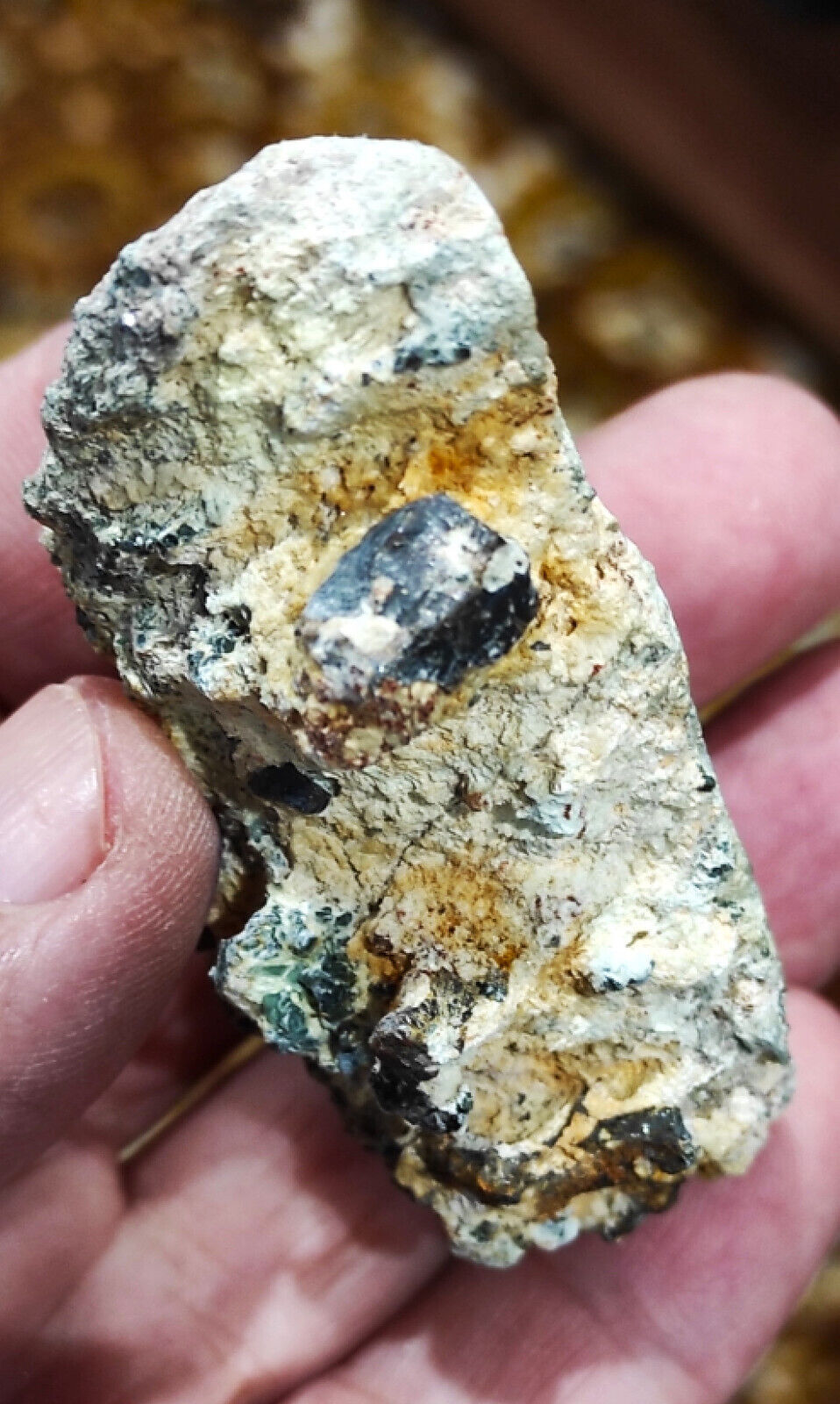 Amazing Rare Black Perovskite Crystals with Green Clinichlore in Albite