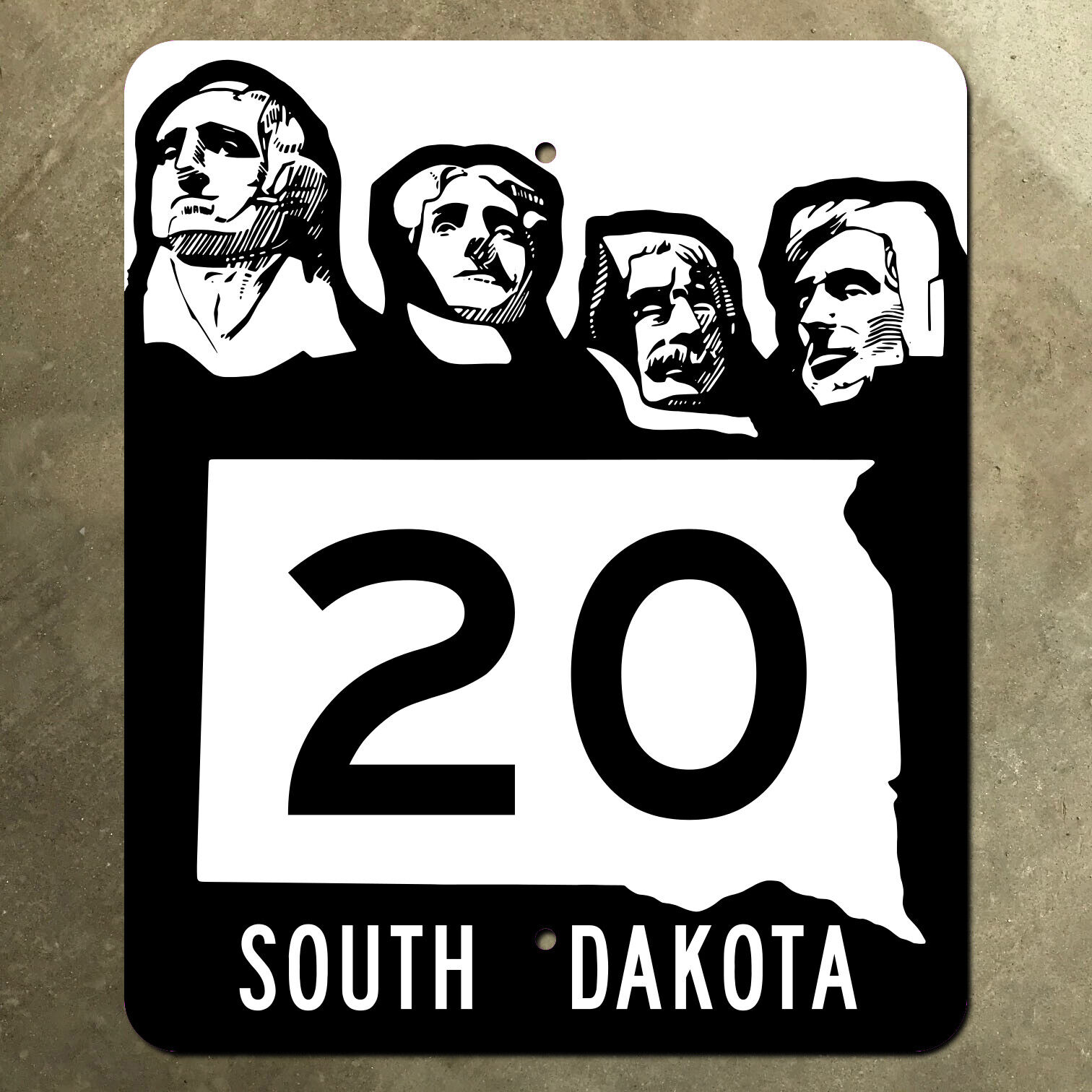 South Dakota state route 20 highway marker road sign Mount Rushmore 1957 10x12