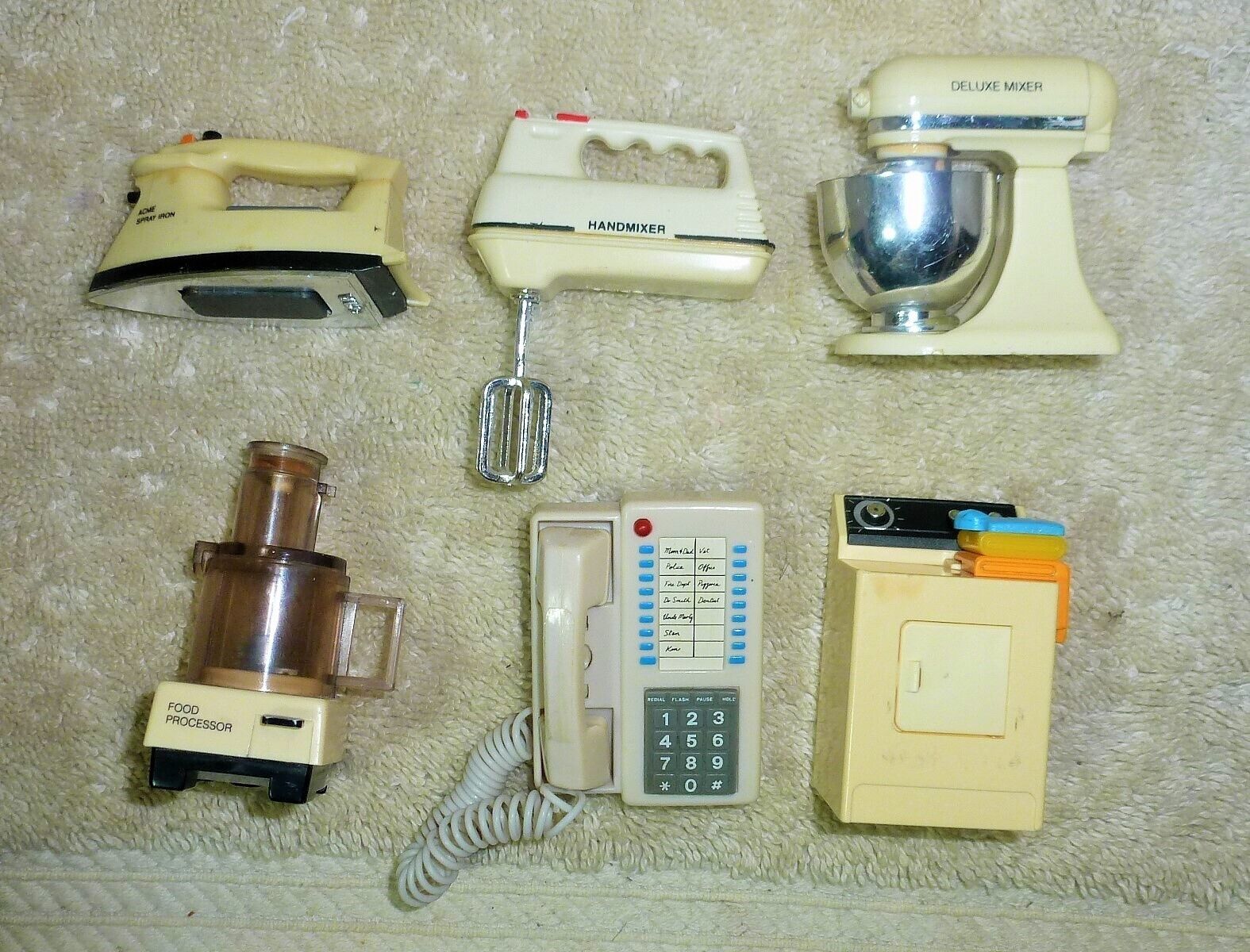  Vtg 90's ACME Set x 6 Kitchen Appliance Magnets Telephone, Mixer, Iron, Dryer