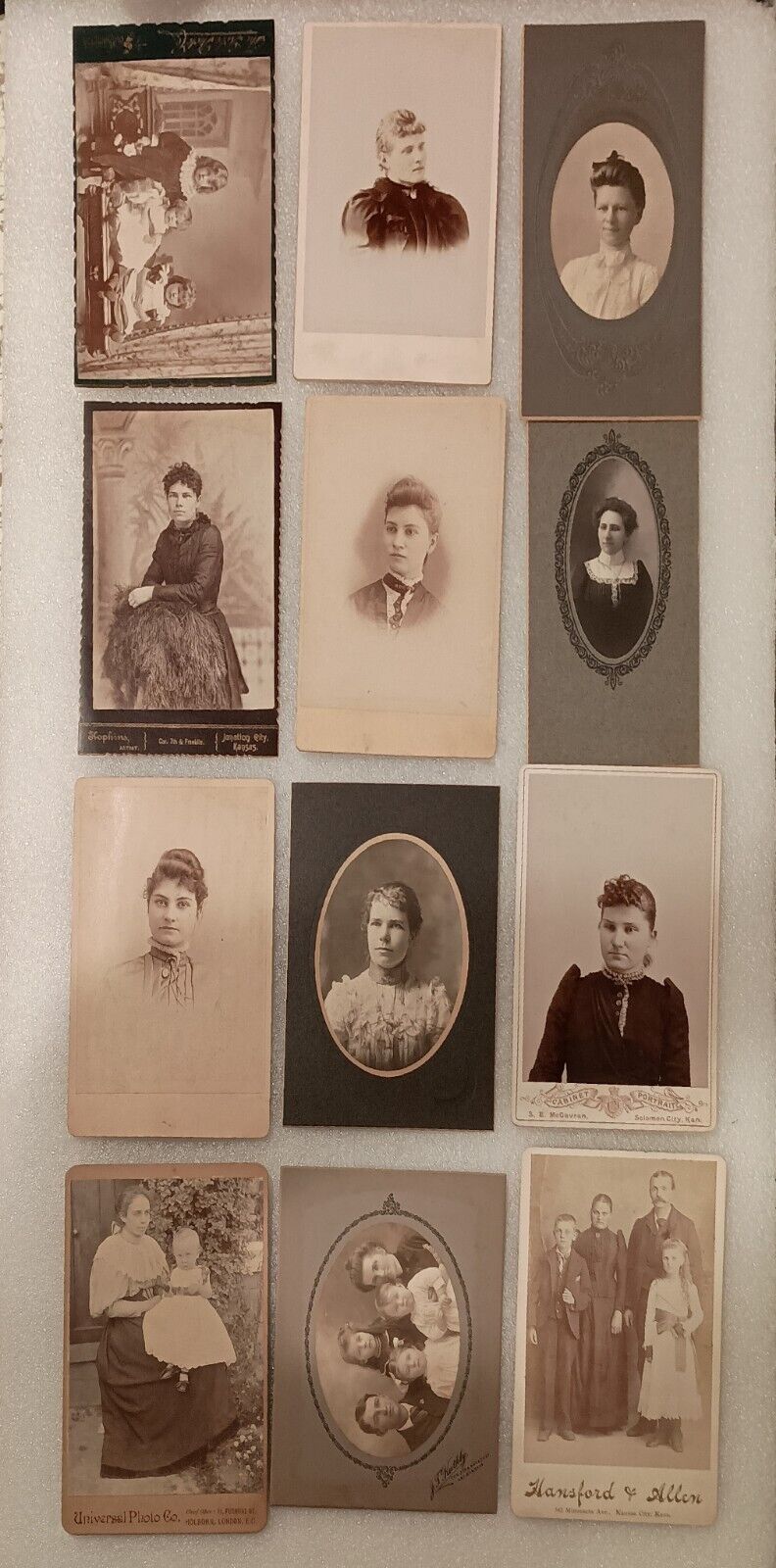 Lot Of 12 - Antique Photo Cabinet Cards Of Women & Children Victorian Era 1800\'s