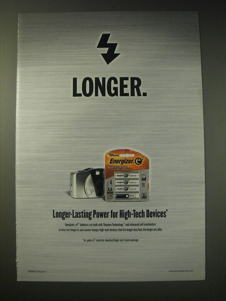 2003 Energizer E2 Batteries Ad - Longer-Lasting power for high-tech