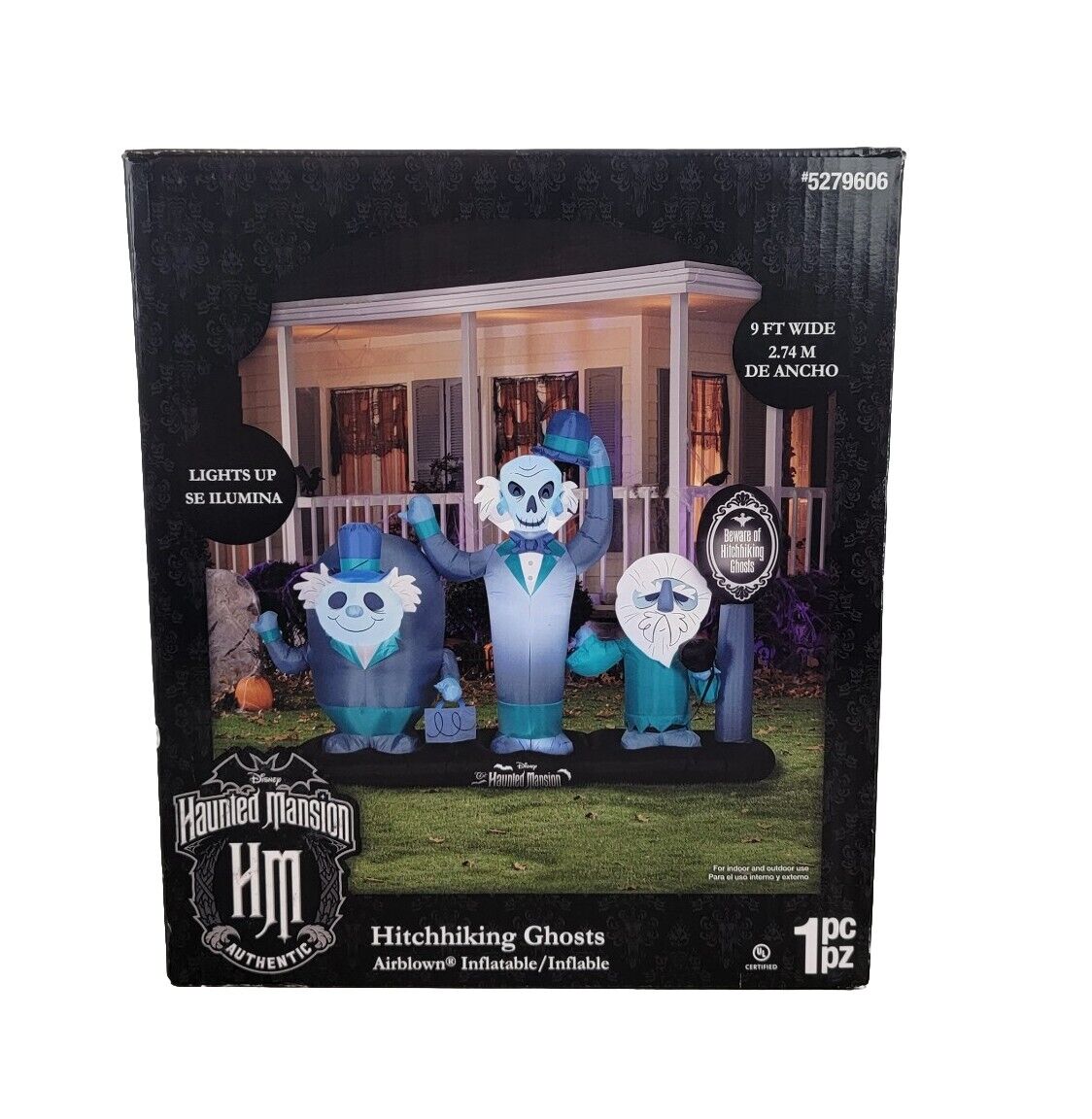 Disney Haunted Mansion Hitchhiking Ghosts Blowup Inflatable Light Up 9ft Wide