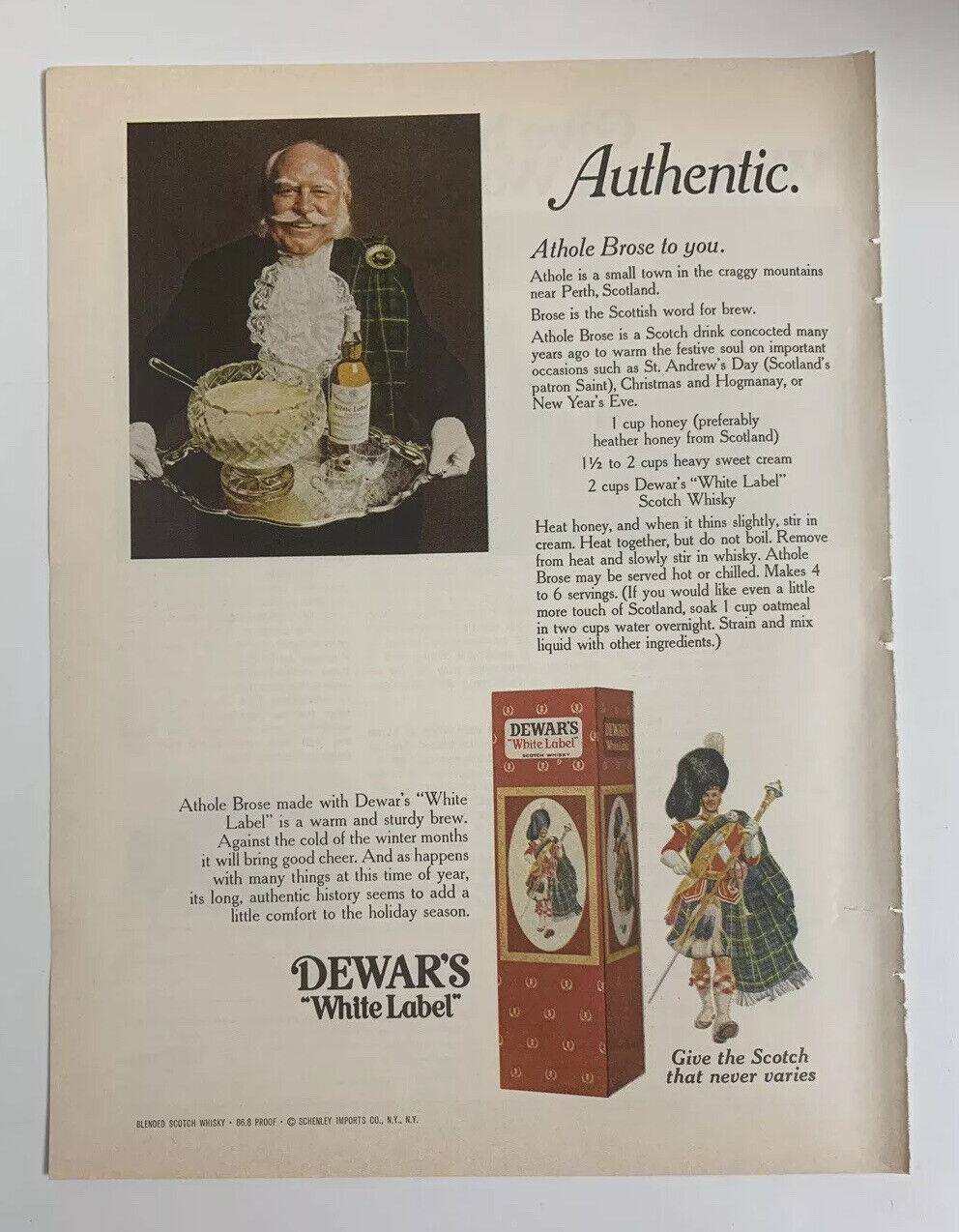 1970 Dewar’s White Label Scotch Whisky Vintage Print Ad Scotch That Never Varies