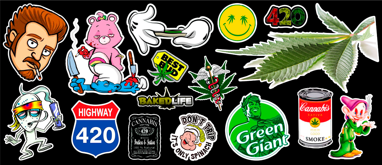 16 Weed Marijuana Cannabis Parody Vinyl Stickers