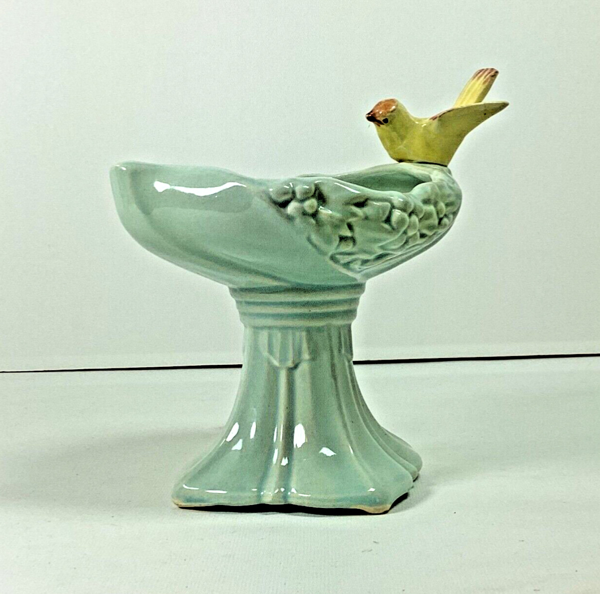 1950s McCoy Ceramic Bird Bath Themed Planter Pedestal Figure