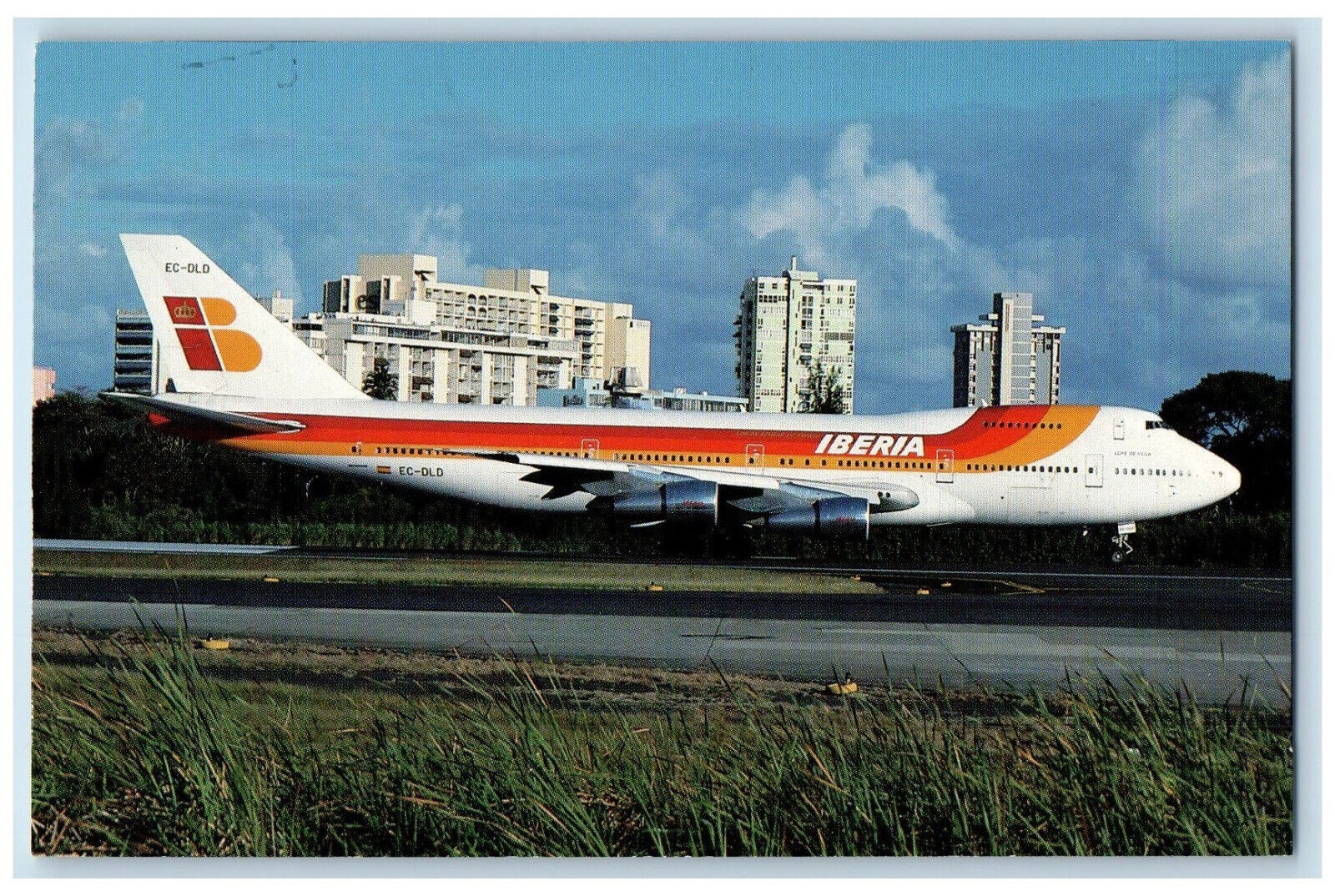 1989 Iberia Lineas Aereas De Espana Boeing 747-256B Airplane Postcard