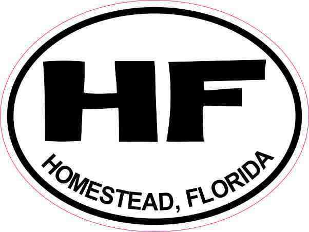 4in x 3in Oval HF Homestead Florida Sticker Car Truck Vehicle Bumper Decal